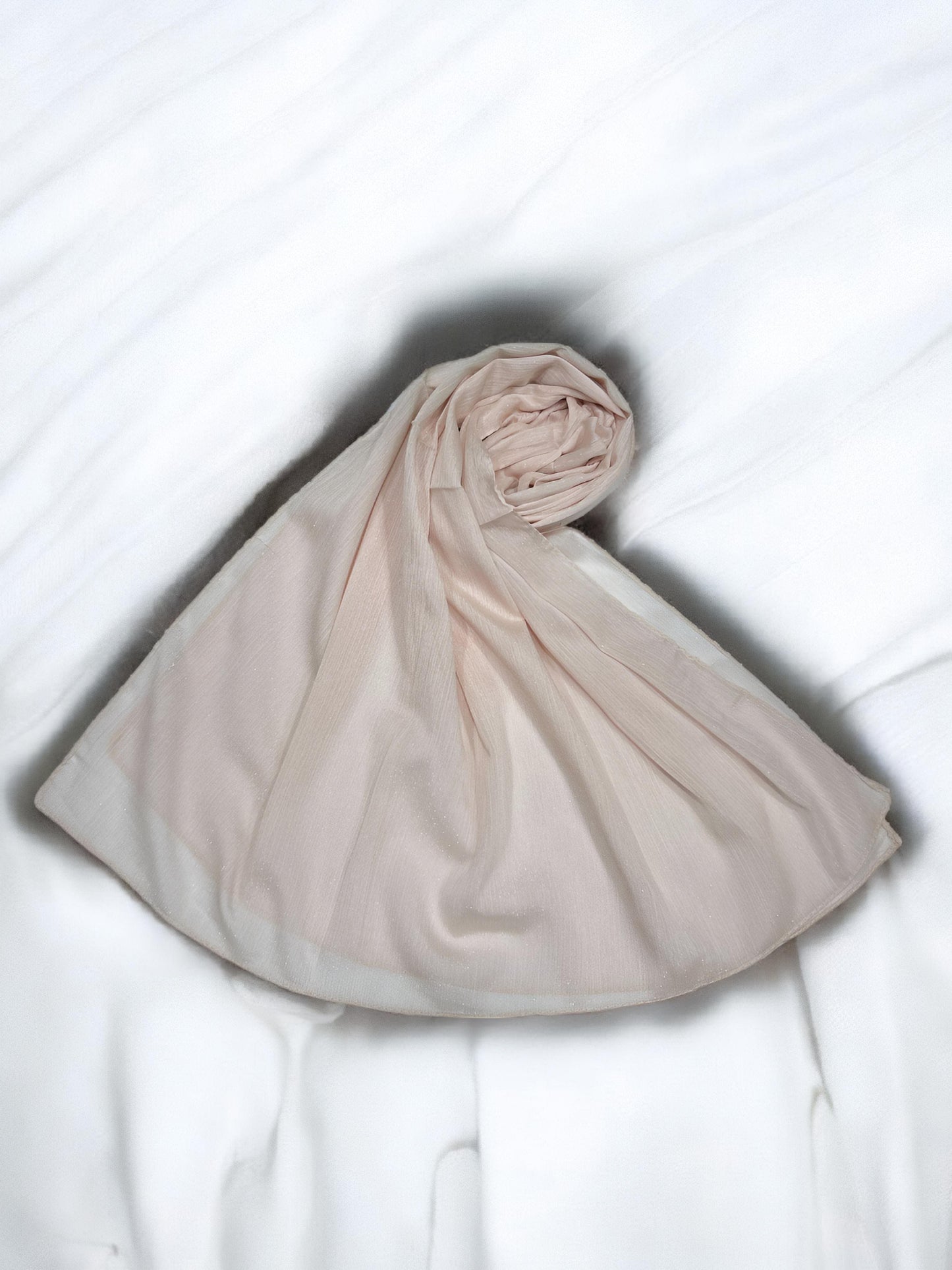 Shell Pink - Crinkle Shimmer Chiffon Wedding Party Occasion Hijab Scarf