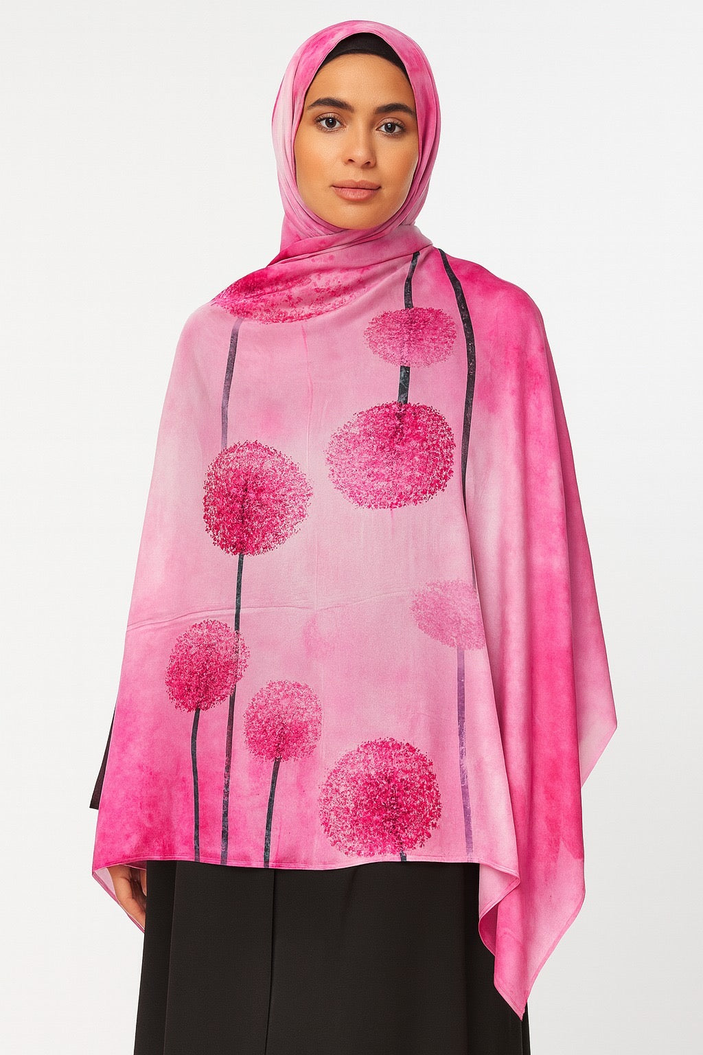 Large Satin Silk Scarf - Pink Cresedia