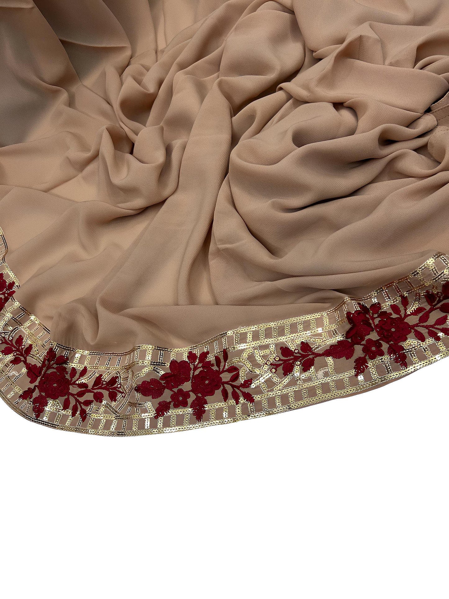 Luxury Peach Border Korean Shaal