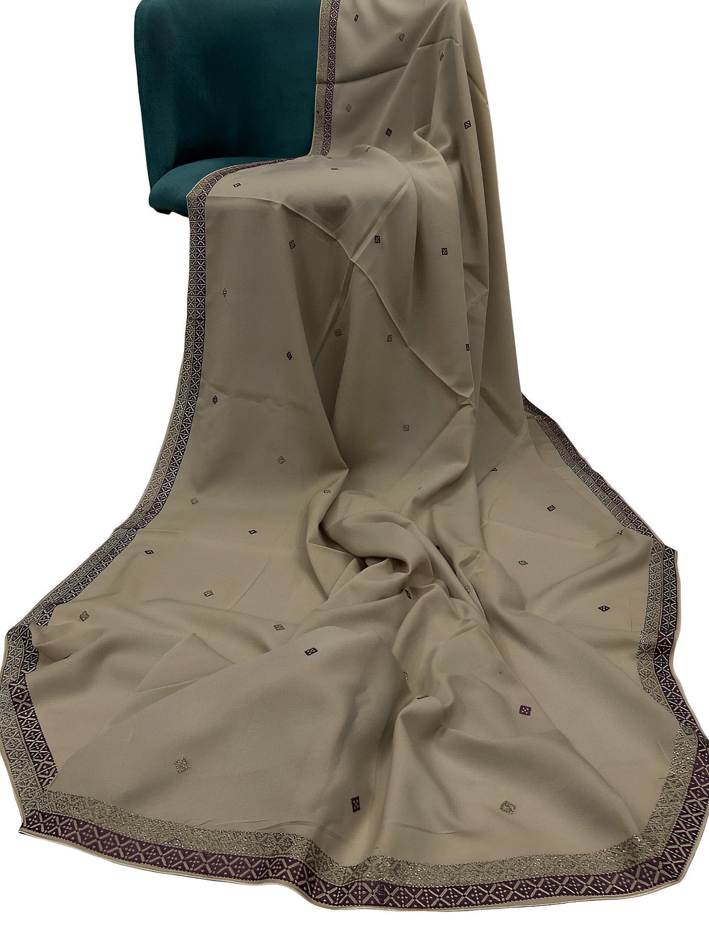 Beige Maroon Double Border Shaal