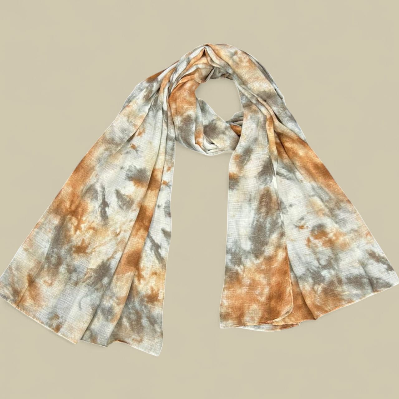Peachish Grey White Blur Printed Modal Hijab