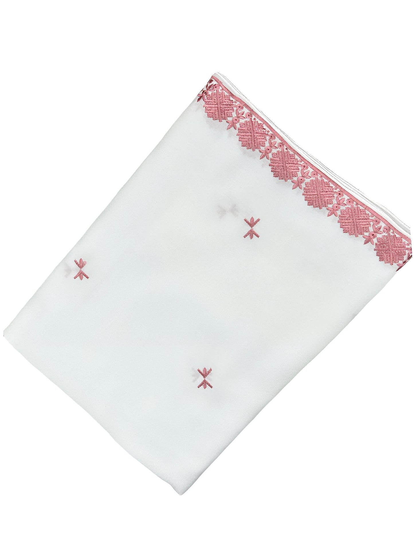 White Daises Floral Border Shaal