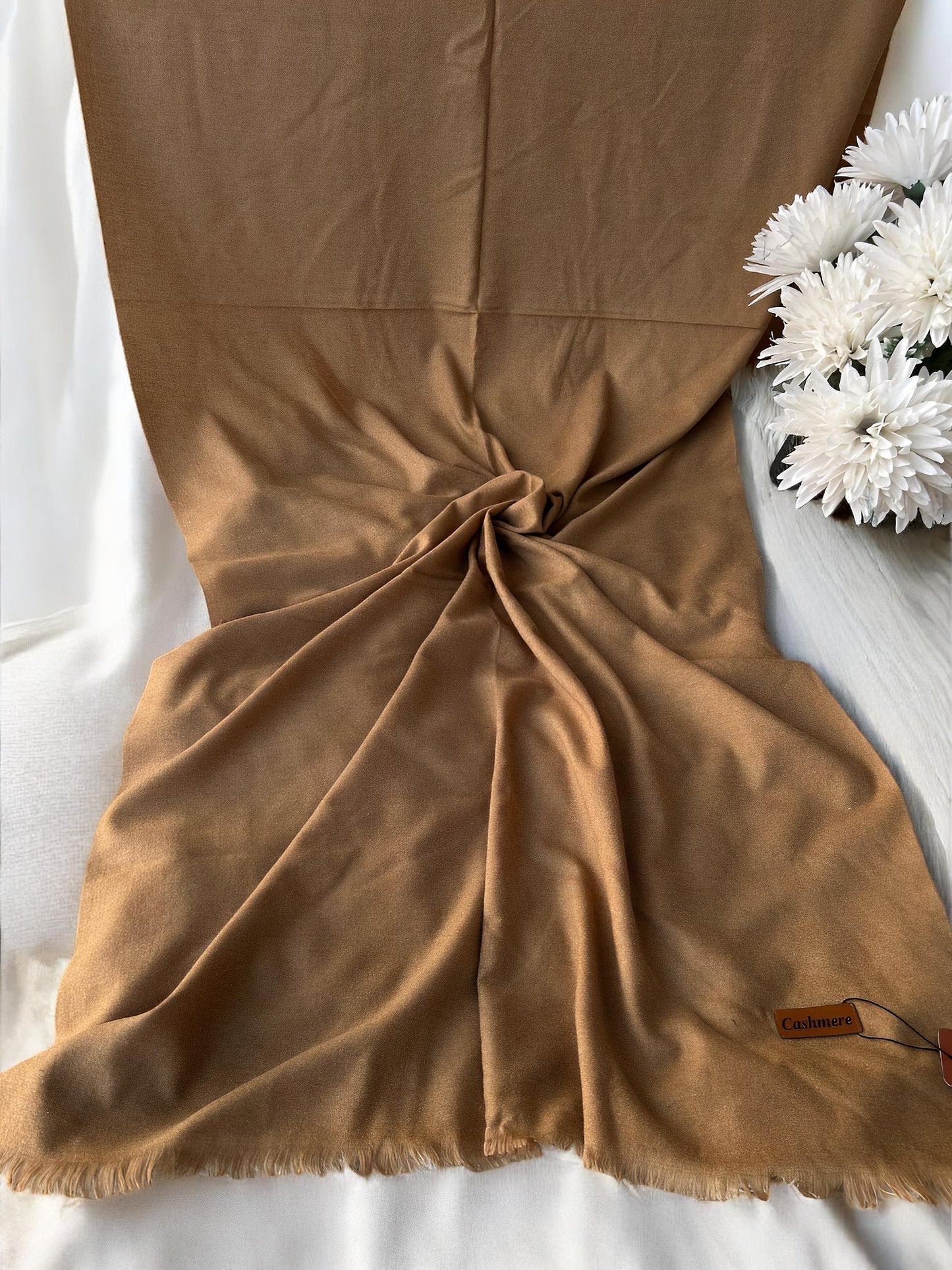 Plain Cashmere Hijab Scarf - Toffee Brown