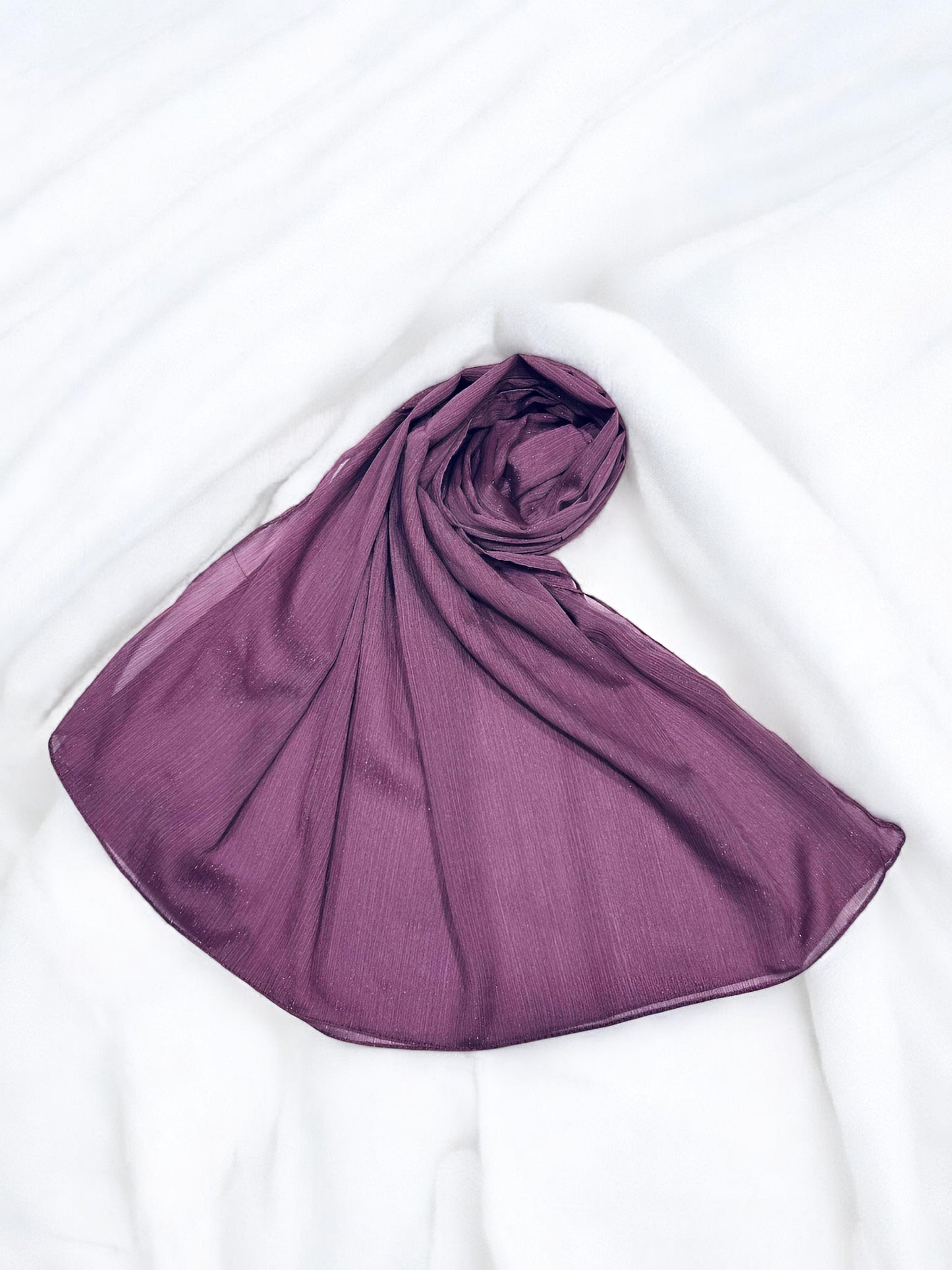 Orchid Purple - Crinkle Shimmer Chiffon Wedding Party Occasion Hijab Scarf
