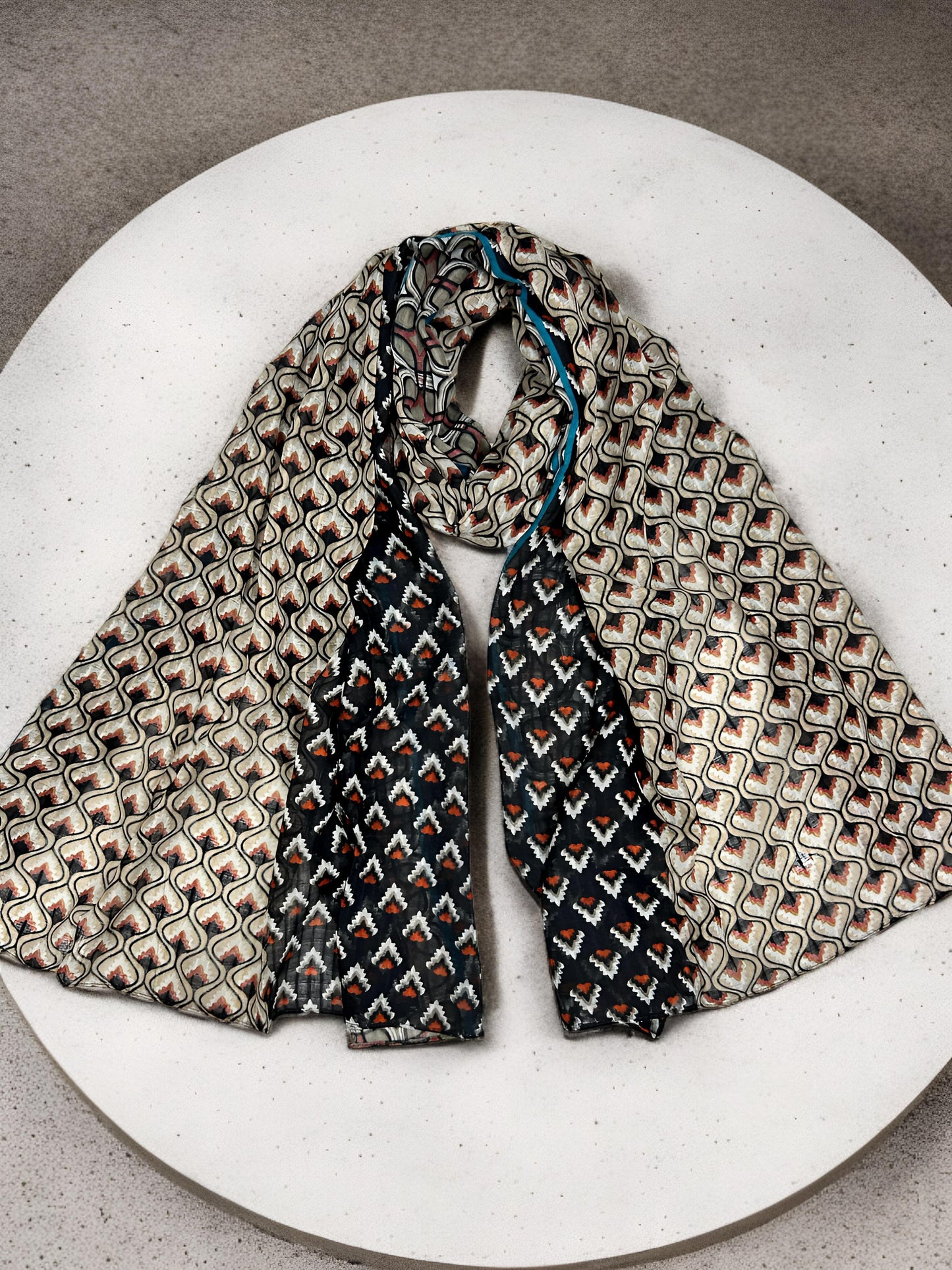 Ash White Fire Printed Modal Hijab