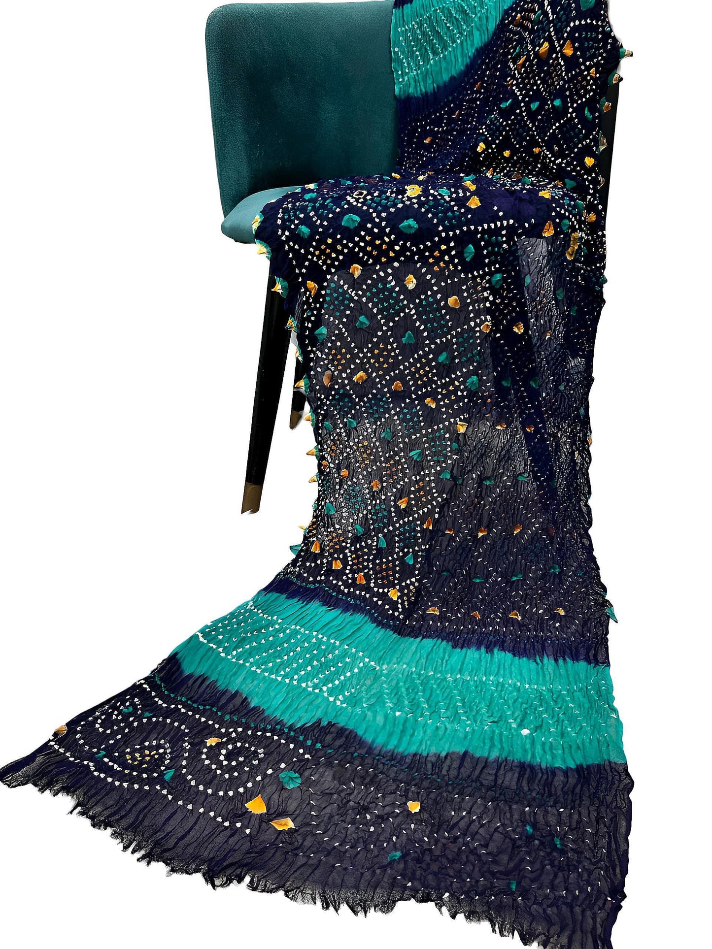 Black Green Multi Chiffon Chundri Dupatta