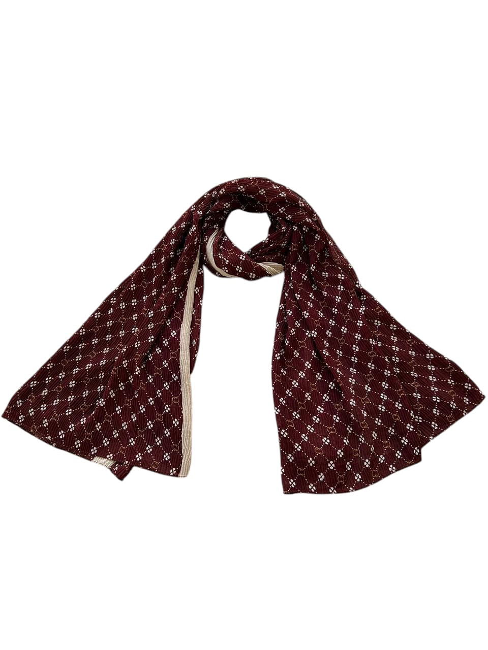 Mahogany Beige Van Cleef Printed Pleated Modal Hijab