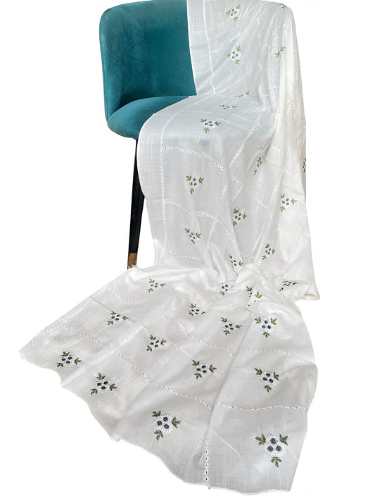 Blue Lily Handembroidered Lawn Dupatta