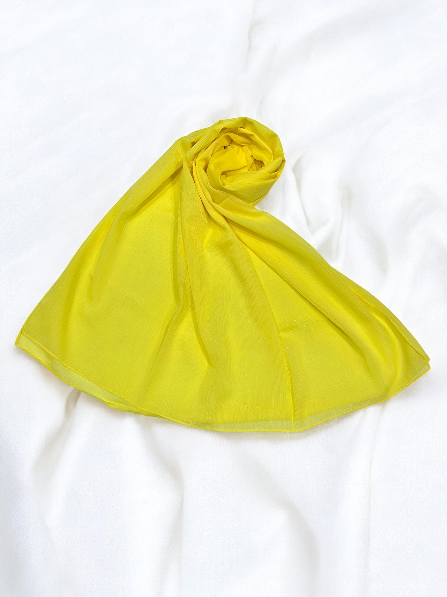 Neon Yellow - Crinkle Shimmer Chiffon Wedding Party Occasion Hijab Scarf