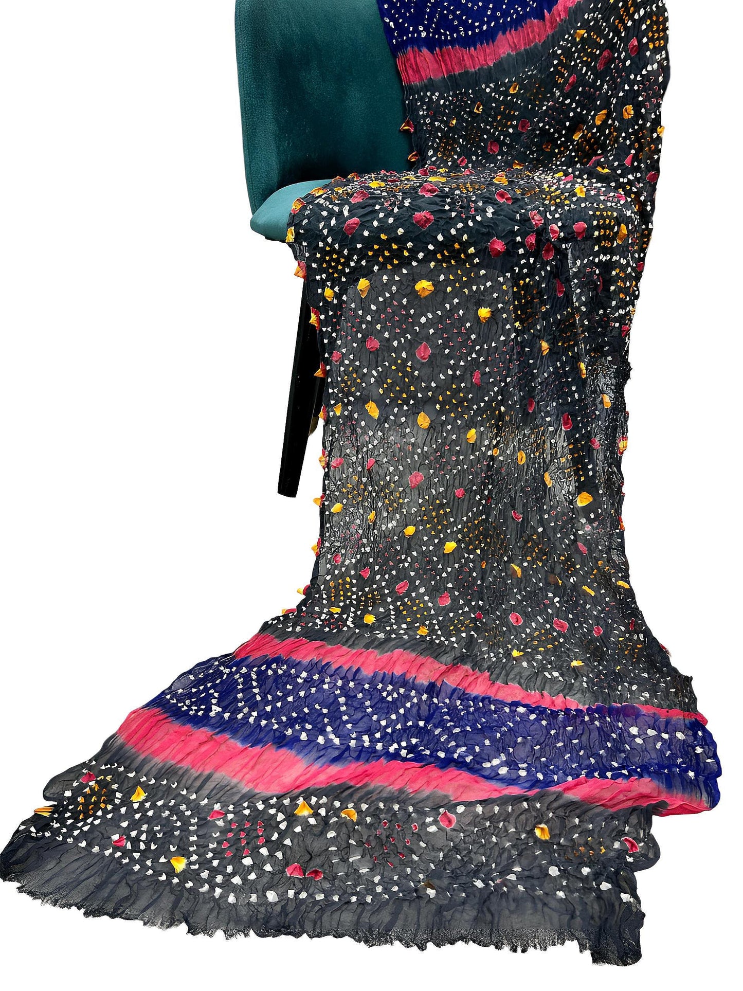 Black Pink Multi Chiffon Chundri Dupatta