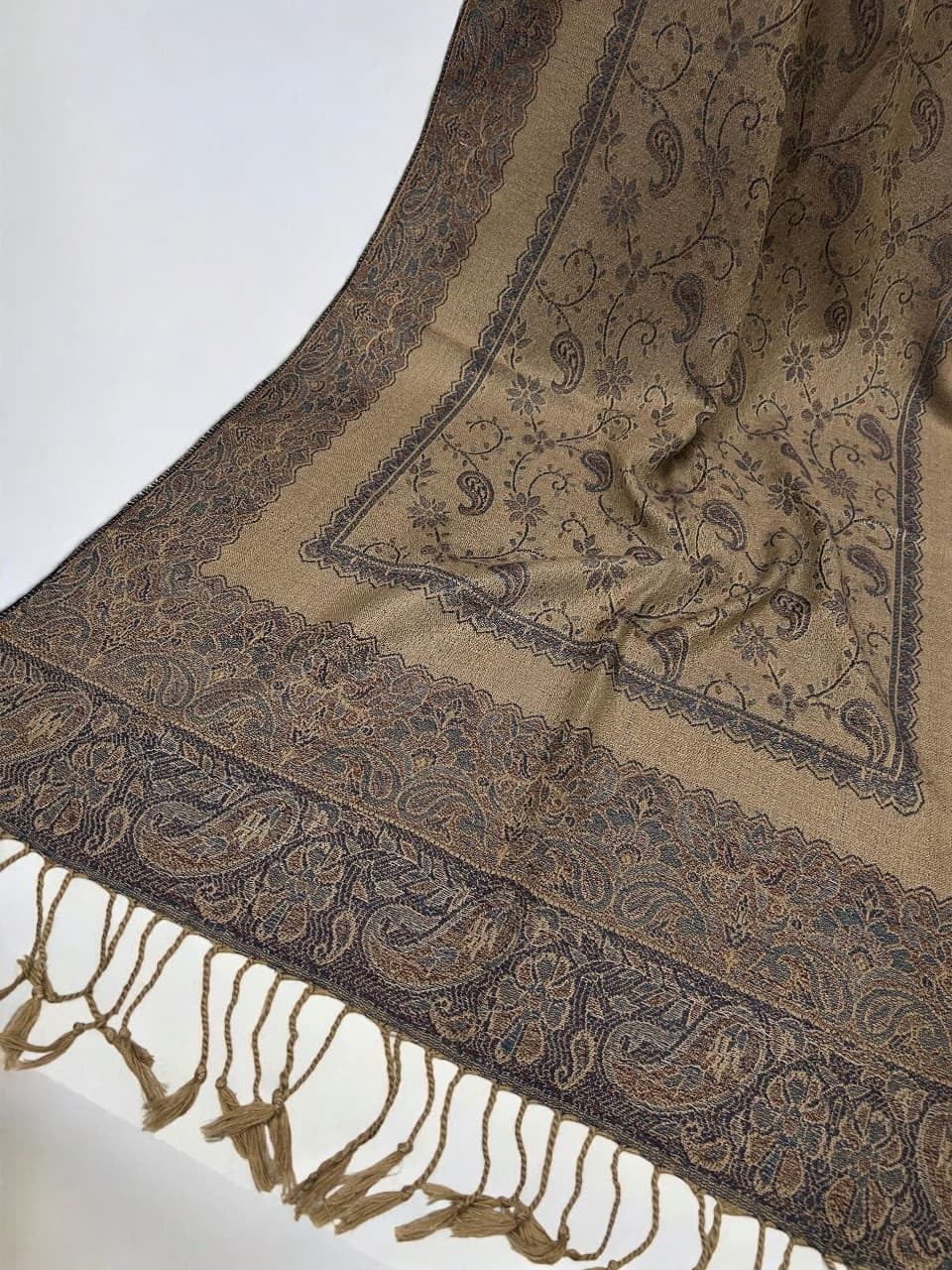 Beige Purple Mauve two-tone Paisley Pashmina Hijab