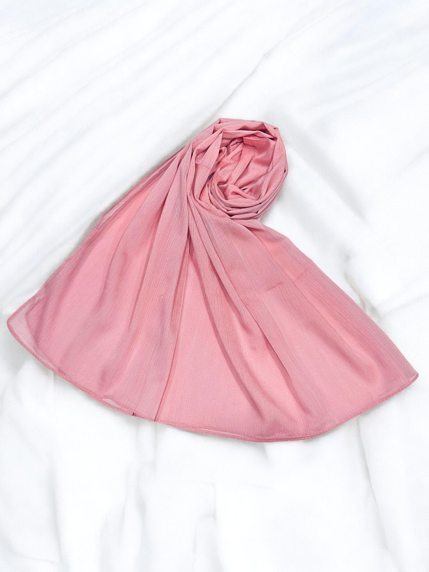 Flamingo Pink - Crinkle Shimmer Chiffon Wedding Party Occasion Hijab Scarf