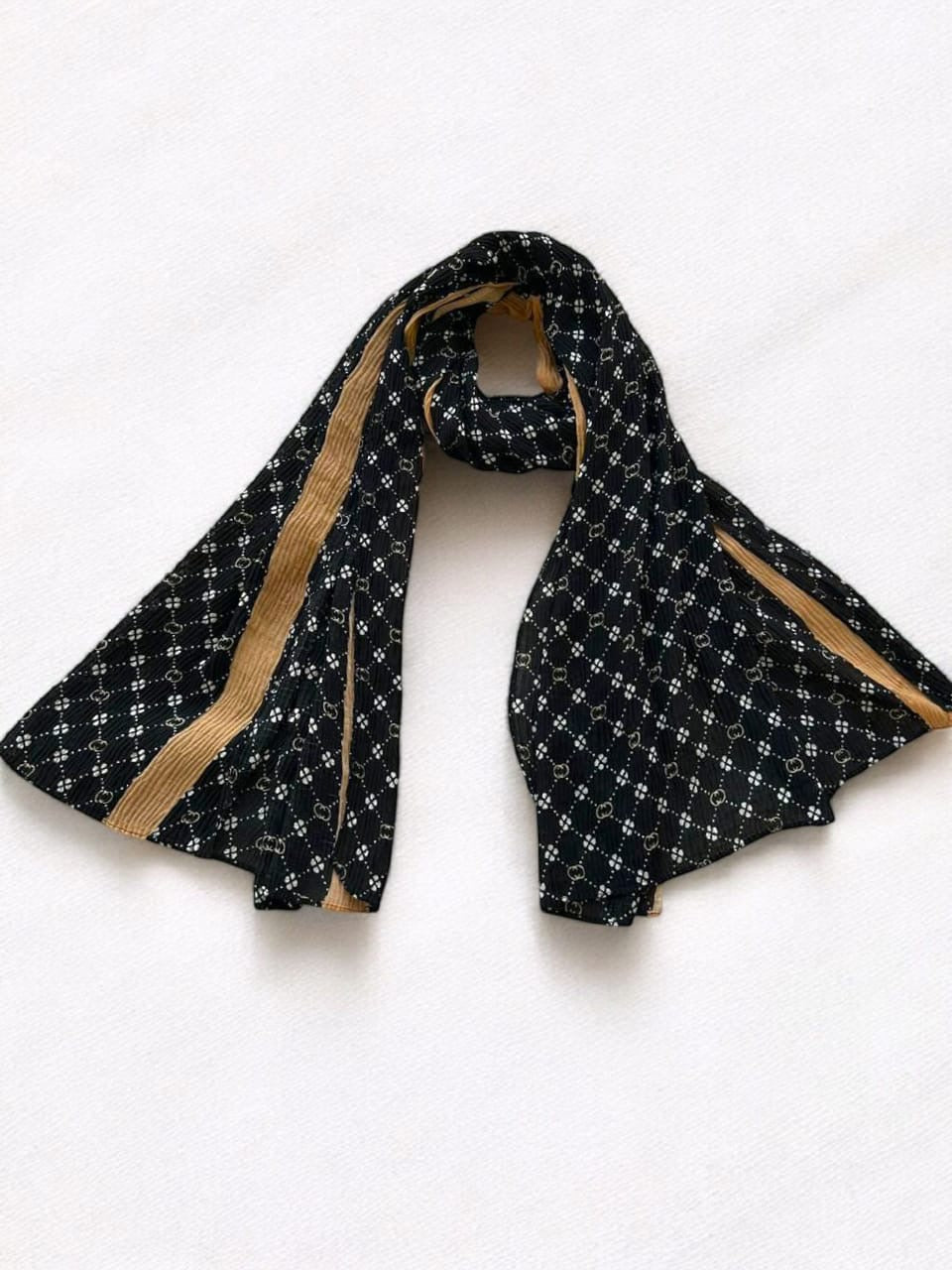 Black Van Cleef Printed Pleated Modal Hijab