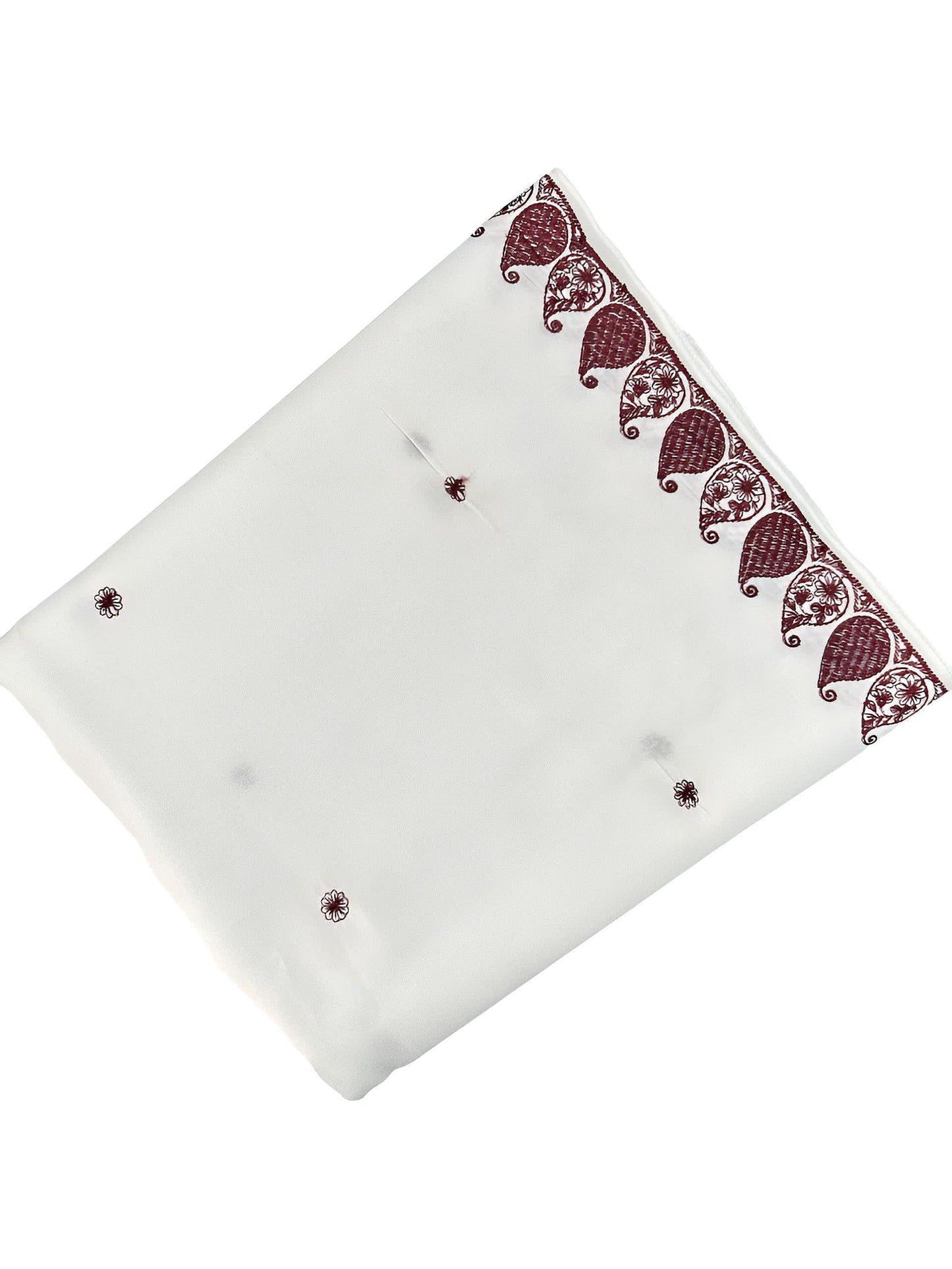 White Maroon Paisley Shaal