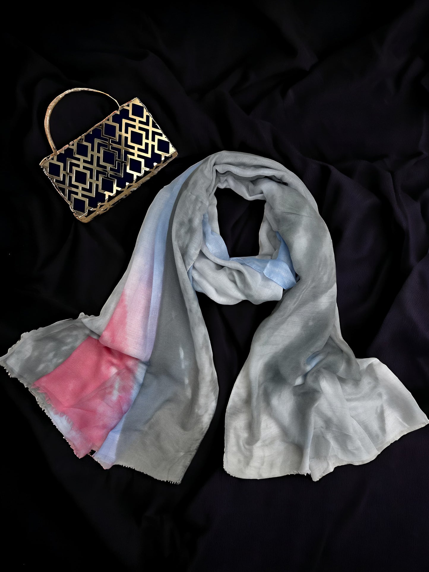Gray Splash Printed Modal Hijab