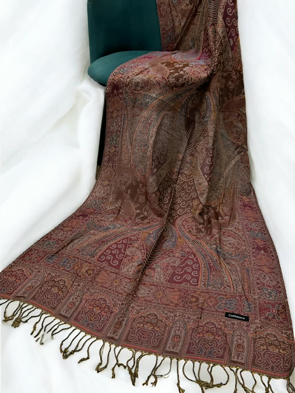 Fuchsia Maroon Persian Paisley Dual-Tone Pashmina Hijab