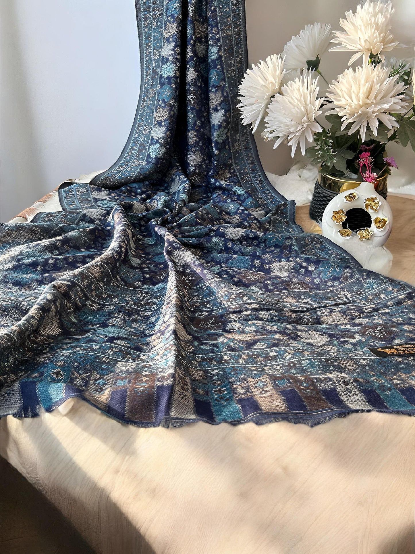 Kani Pashmina Hijab Shaal - Oceanic Blue