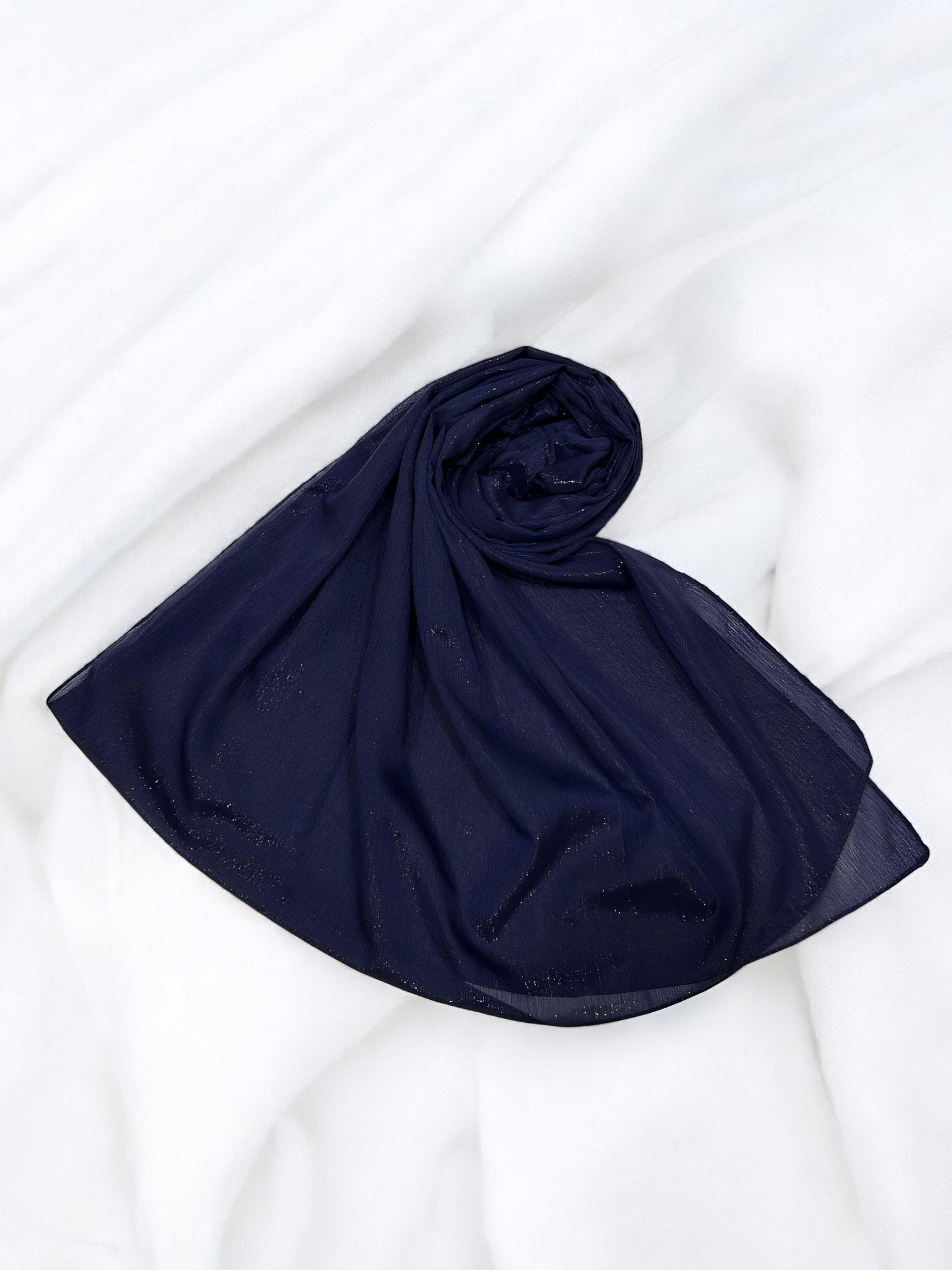 Blue Depths - Crinkle Shimmer Chiffon Wedding Party Occasion Hijab Scarf