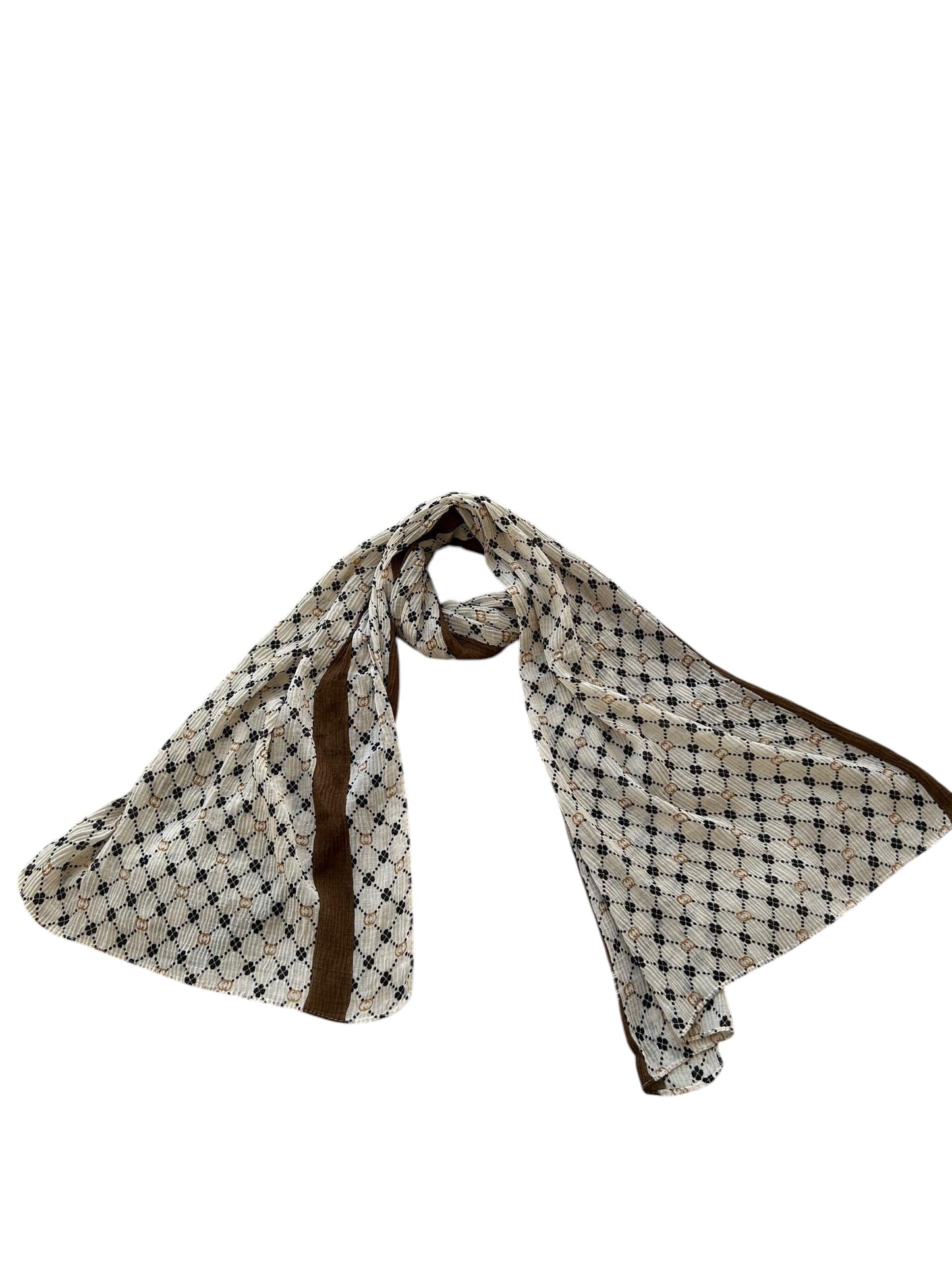 Cloud White Black Van Cleef Printed Pleated Modal Hijab
