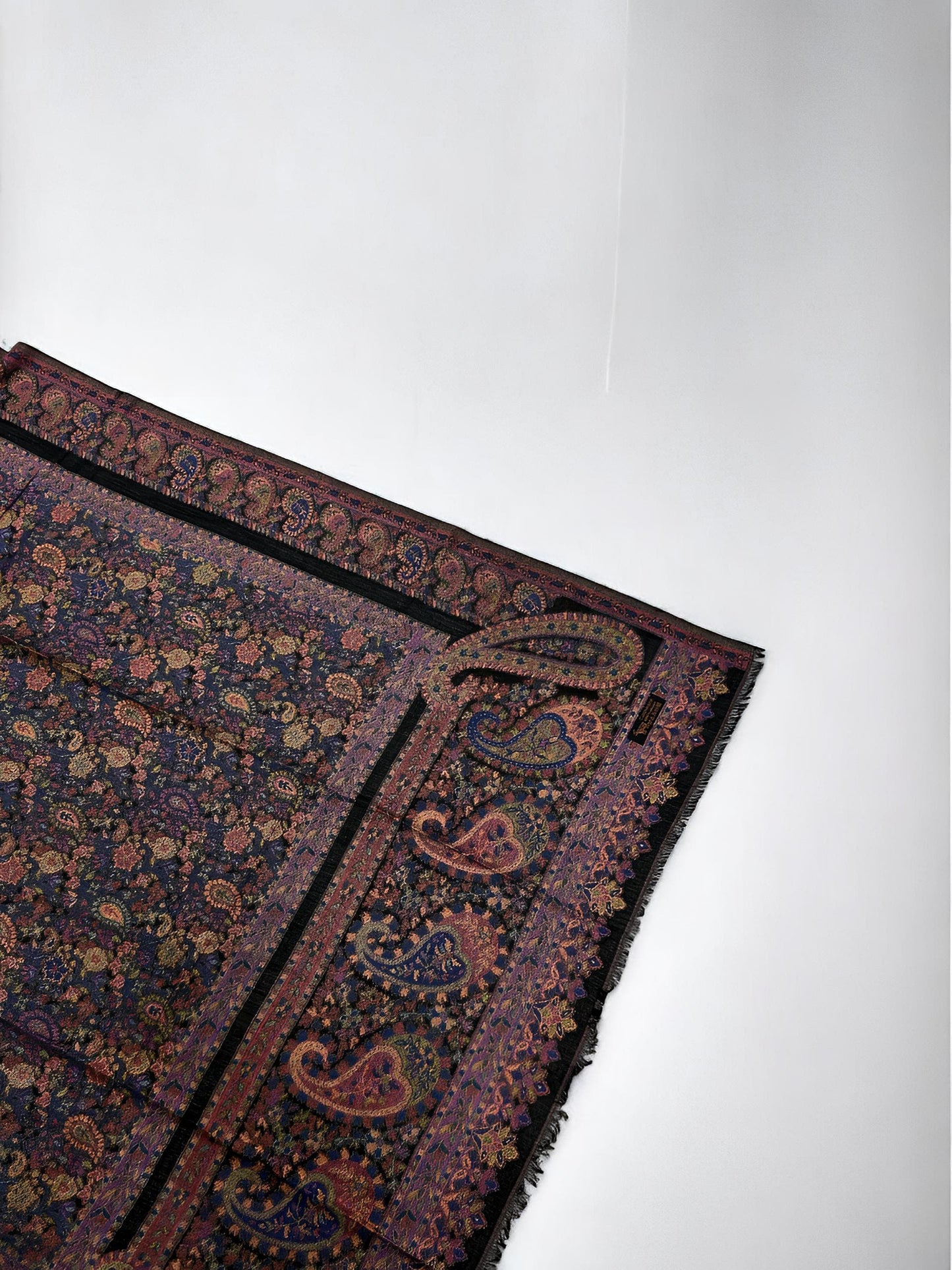 Pashmina Shawl - Black Purple Paisley