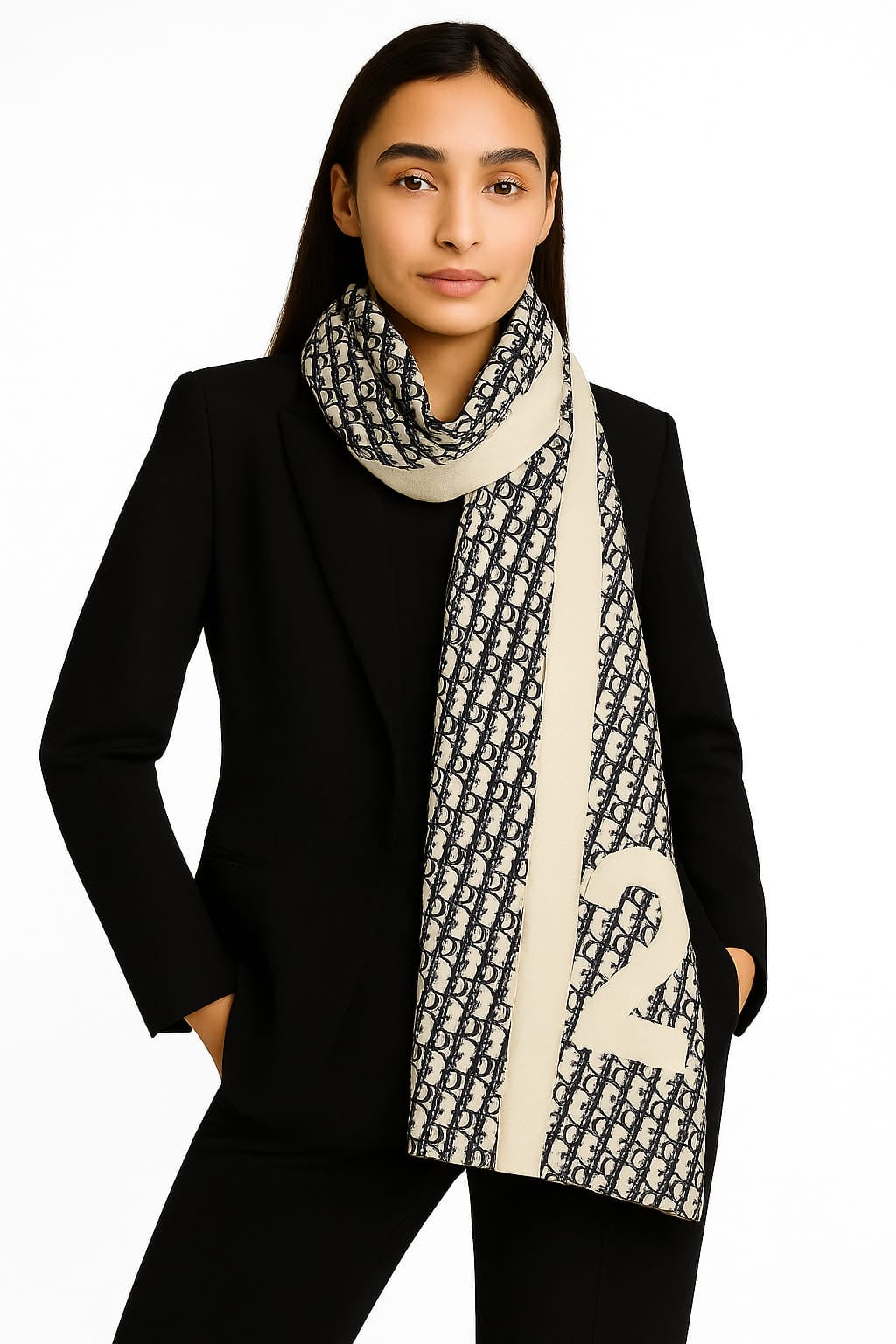 Printed Viscose Wool Hijab - Fawn Dior