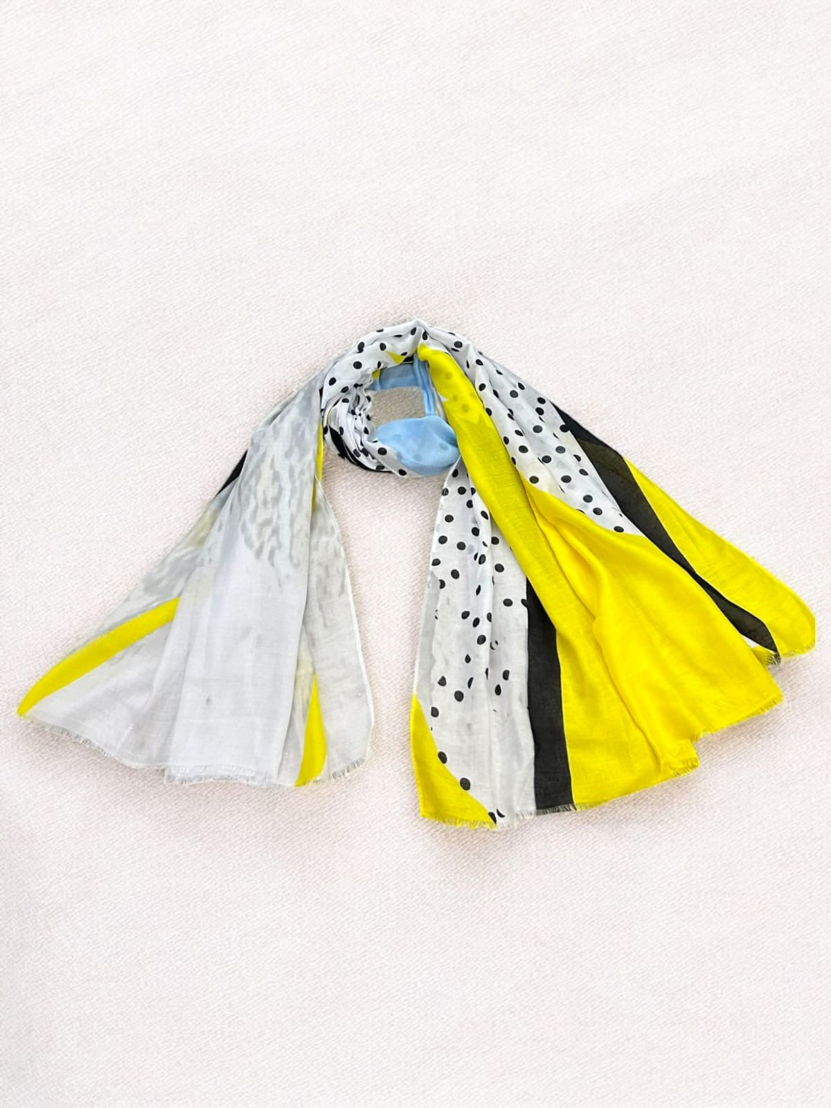 Banana White Dotted Printed Modal Hijab