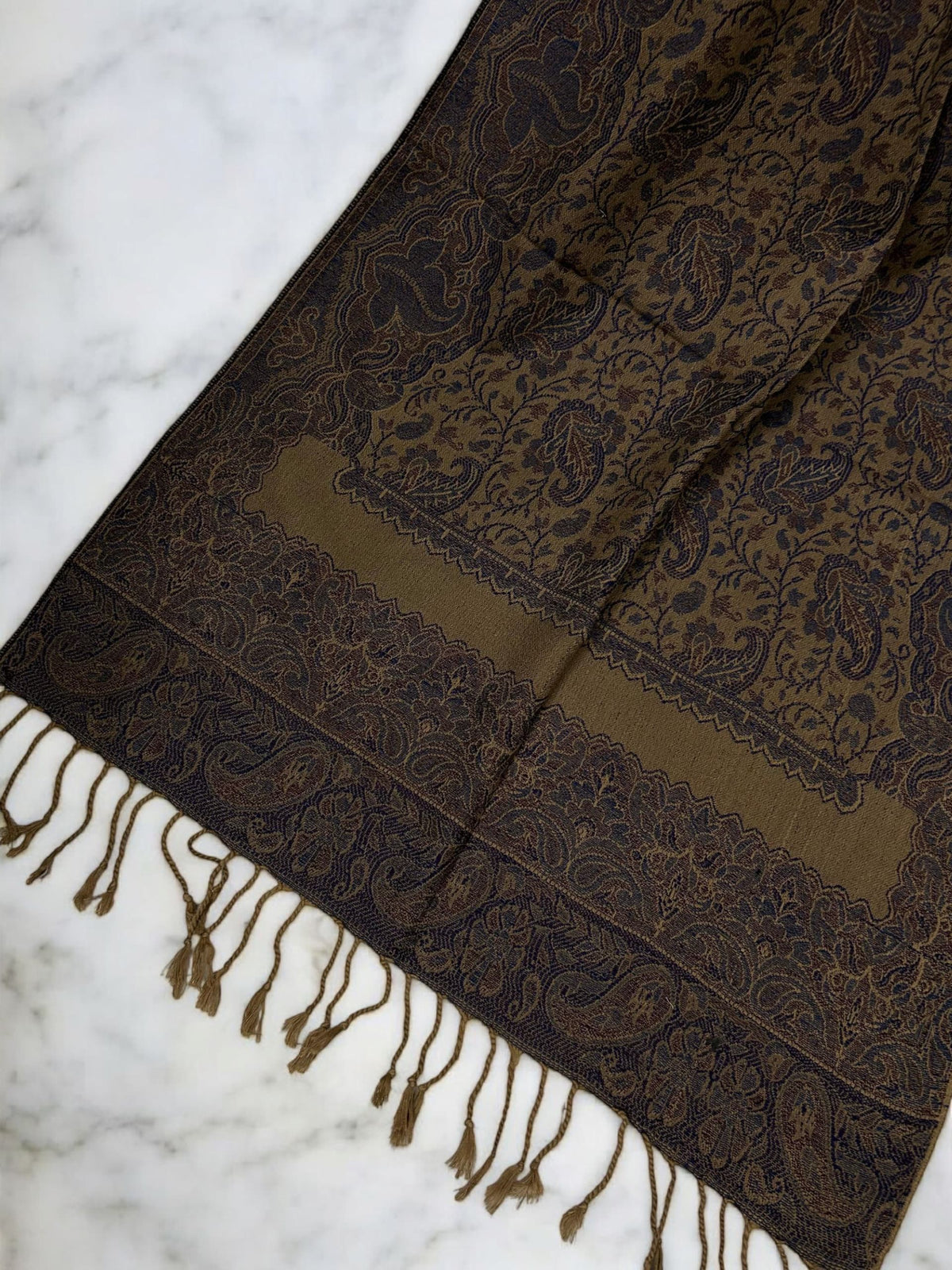 Beige Purple Blue Two-tone Paisley Pashmina Hijab