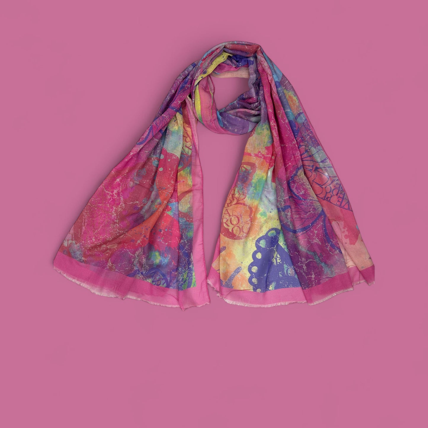 Pink Rangoli Printed Modal Hijab