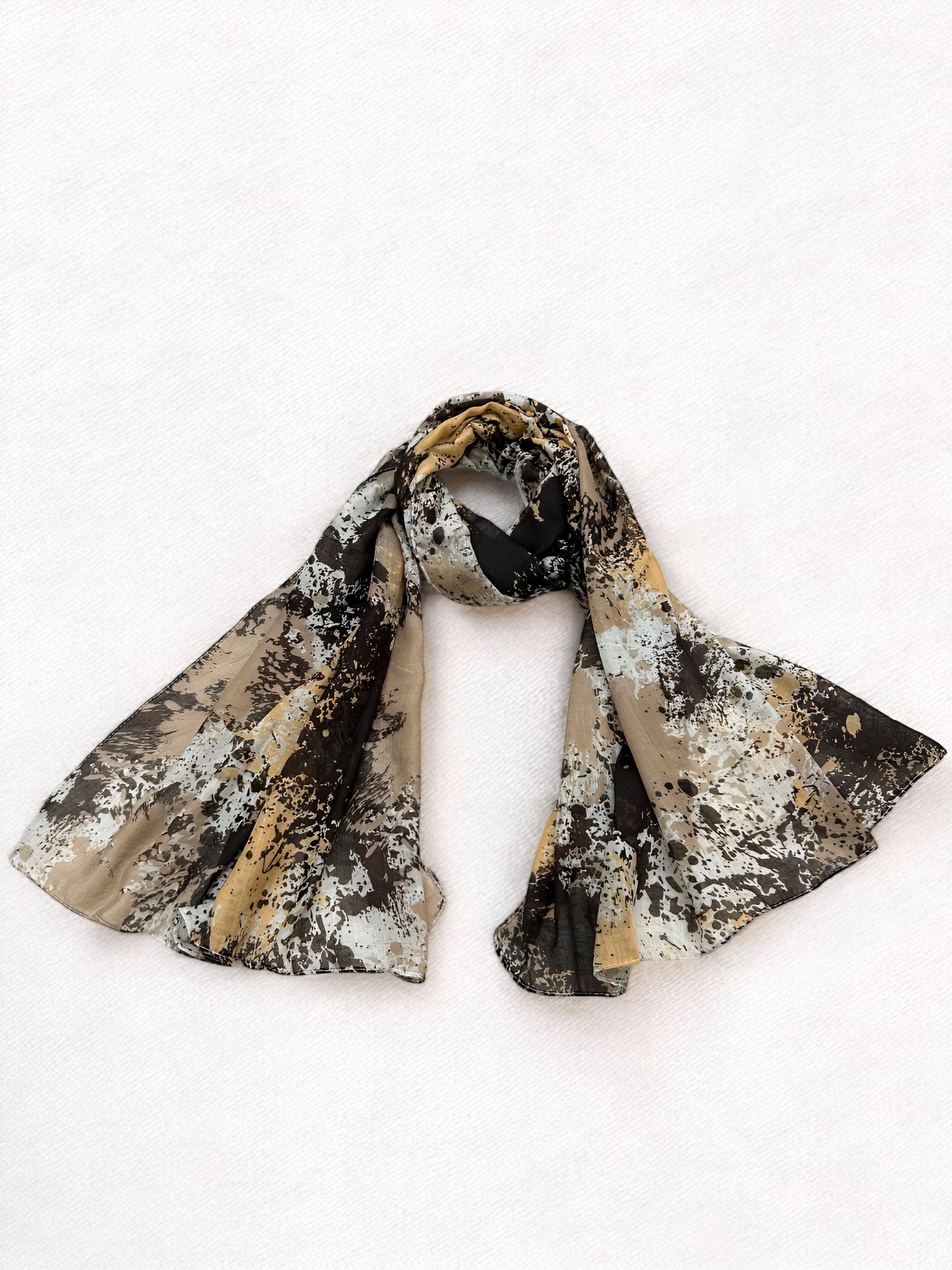 Coffee Brown Splash Printed Modal Hijab