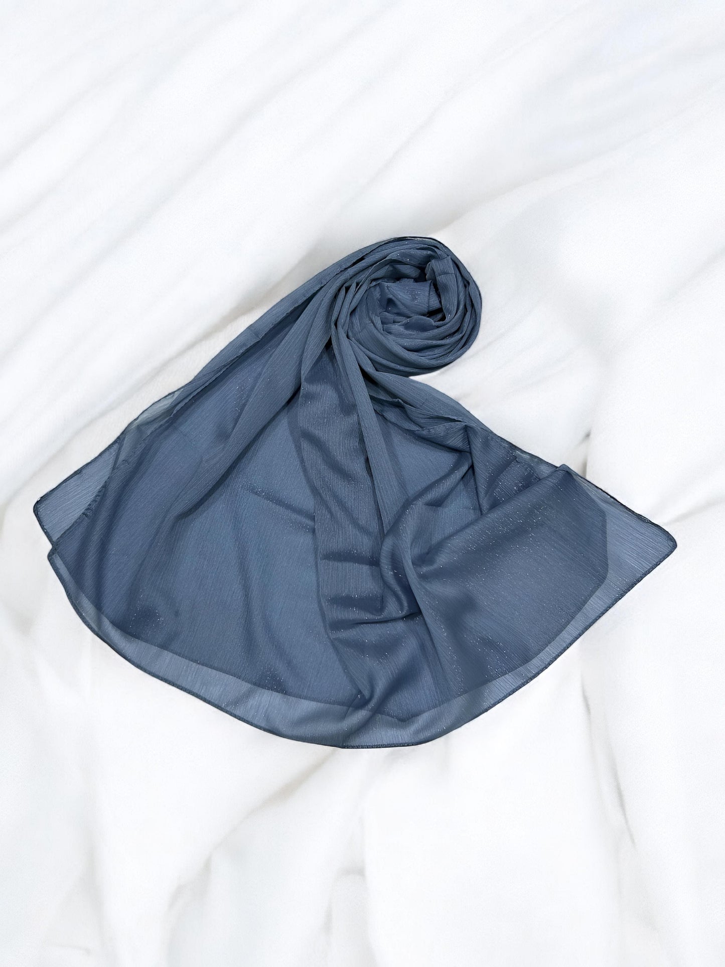 Airforce Blue - Crinkle Shimmer Chiffon Wedding Party Occasion Hijab Scarf
