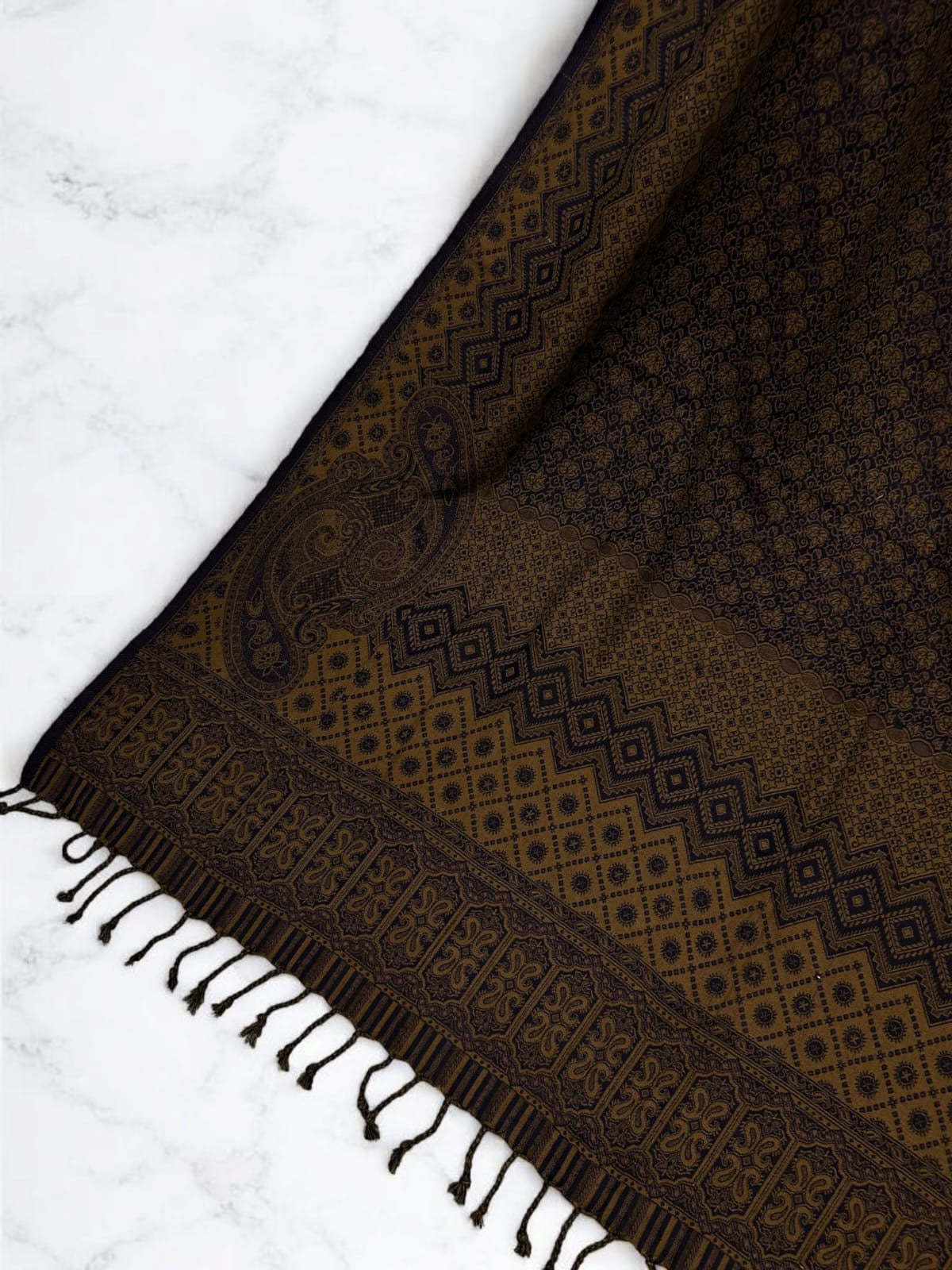 Paisley Pashmina Shawl - Purple Brown