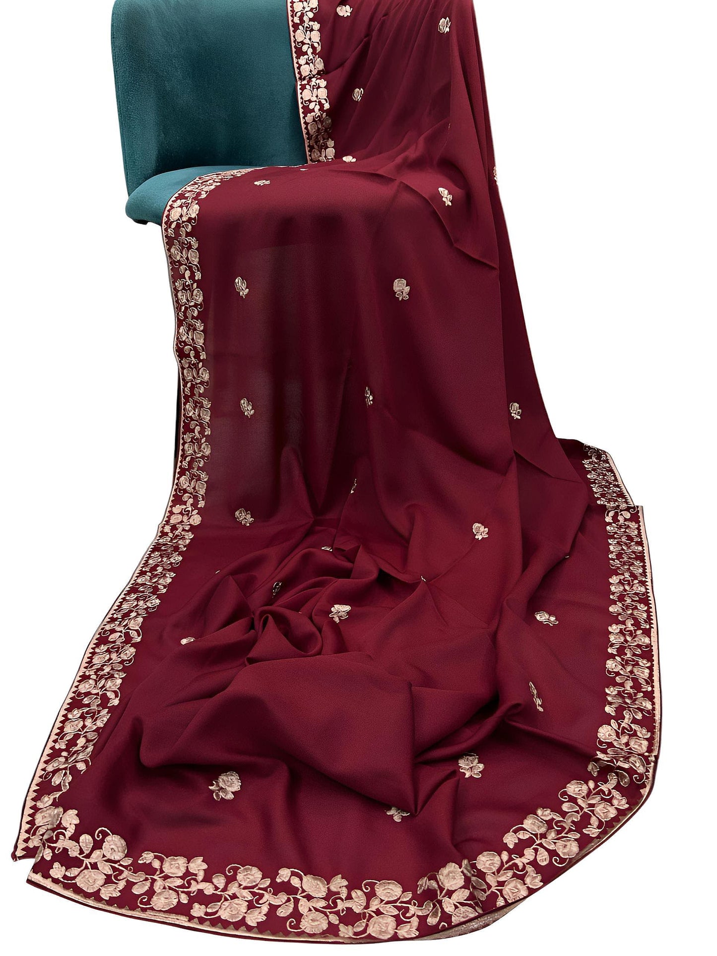 Maroon Light Pinkish Floral Shaal