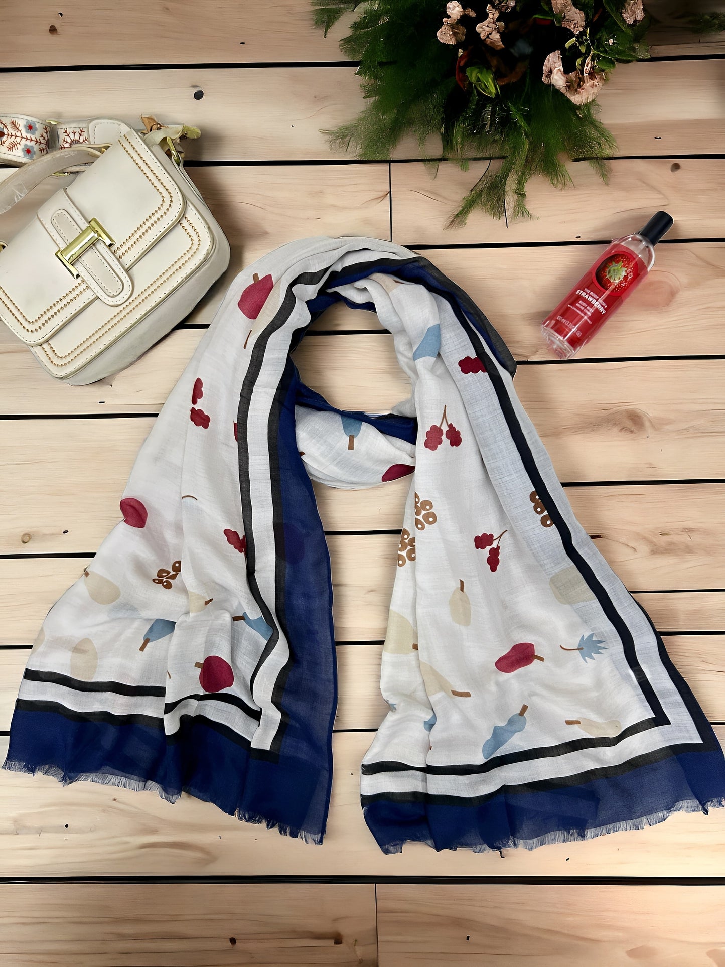 Bloomy Blue Premium Modal Hijab