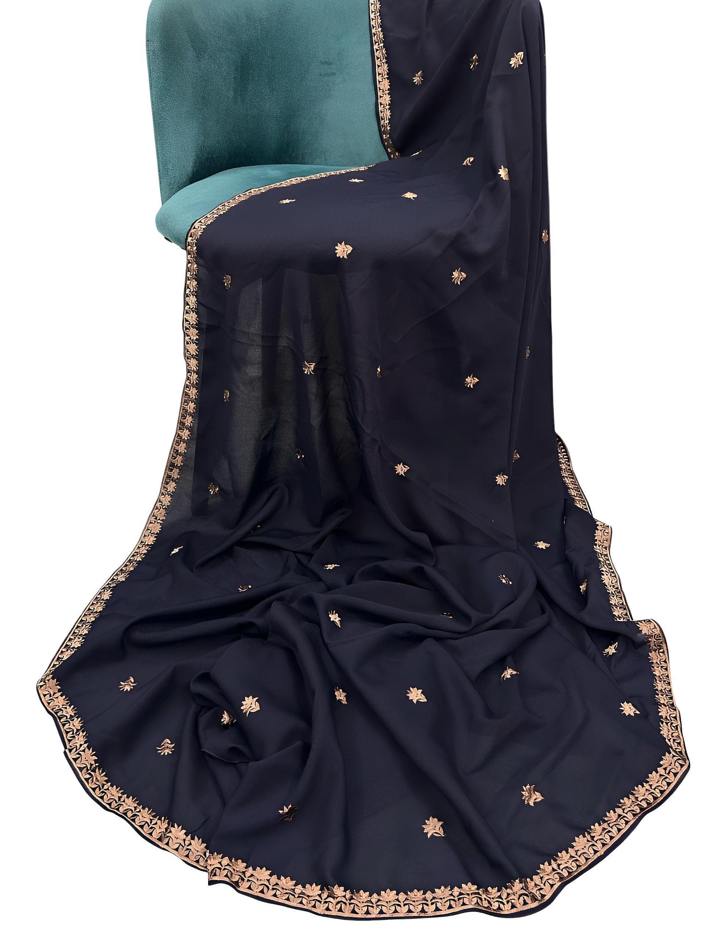 Navy Peach Border Shaal
