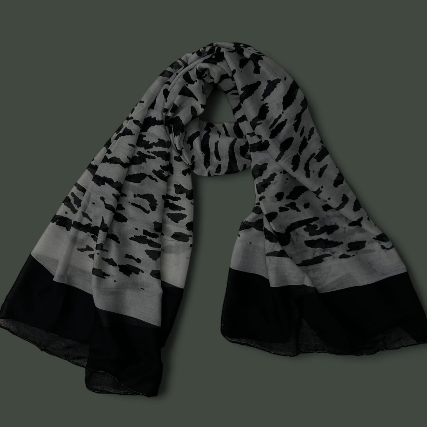 Grey Black Shapes Printed Lawn Hijab