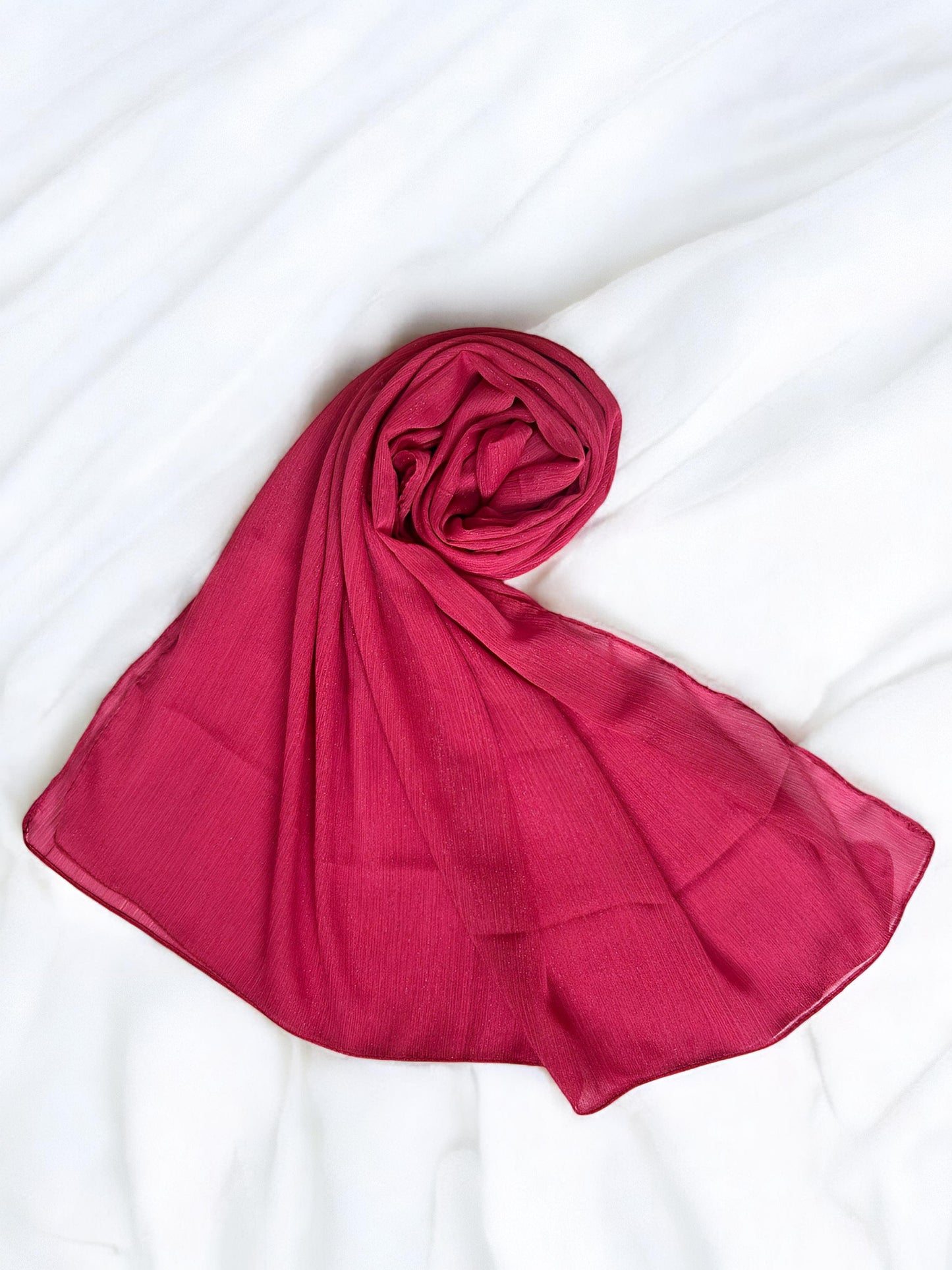 Fandango Pink - Crinkle Shimmer Chiffon Wedding Party Occasion Hijab Scarf