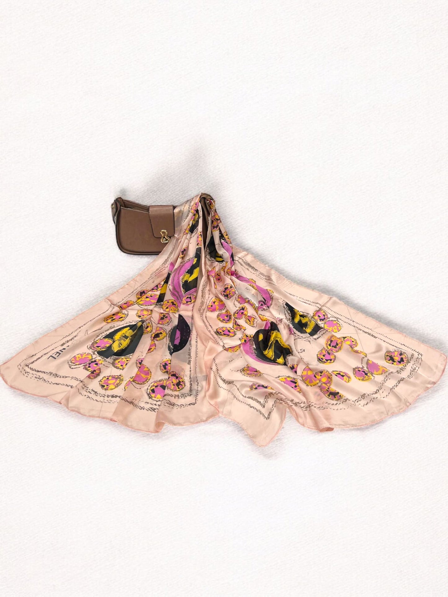 Satin Silk Scarf - Baby Pink Chanel