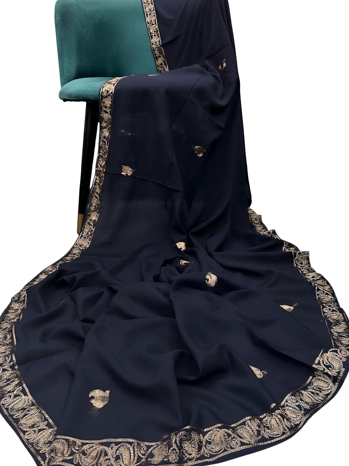 Navy Blue Tulip Border Shaal
