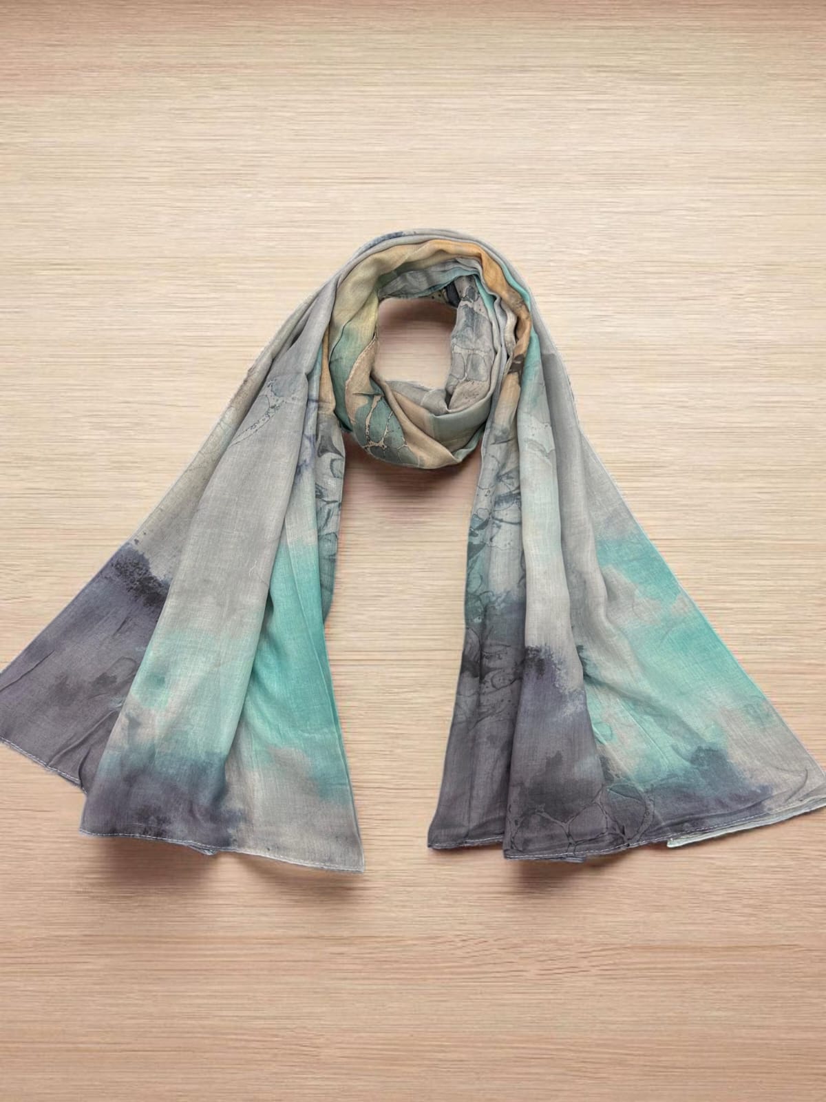 Silver Blue Mosaic Printed Modal Hijab