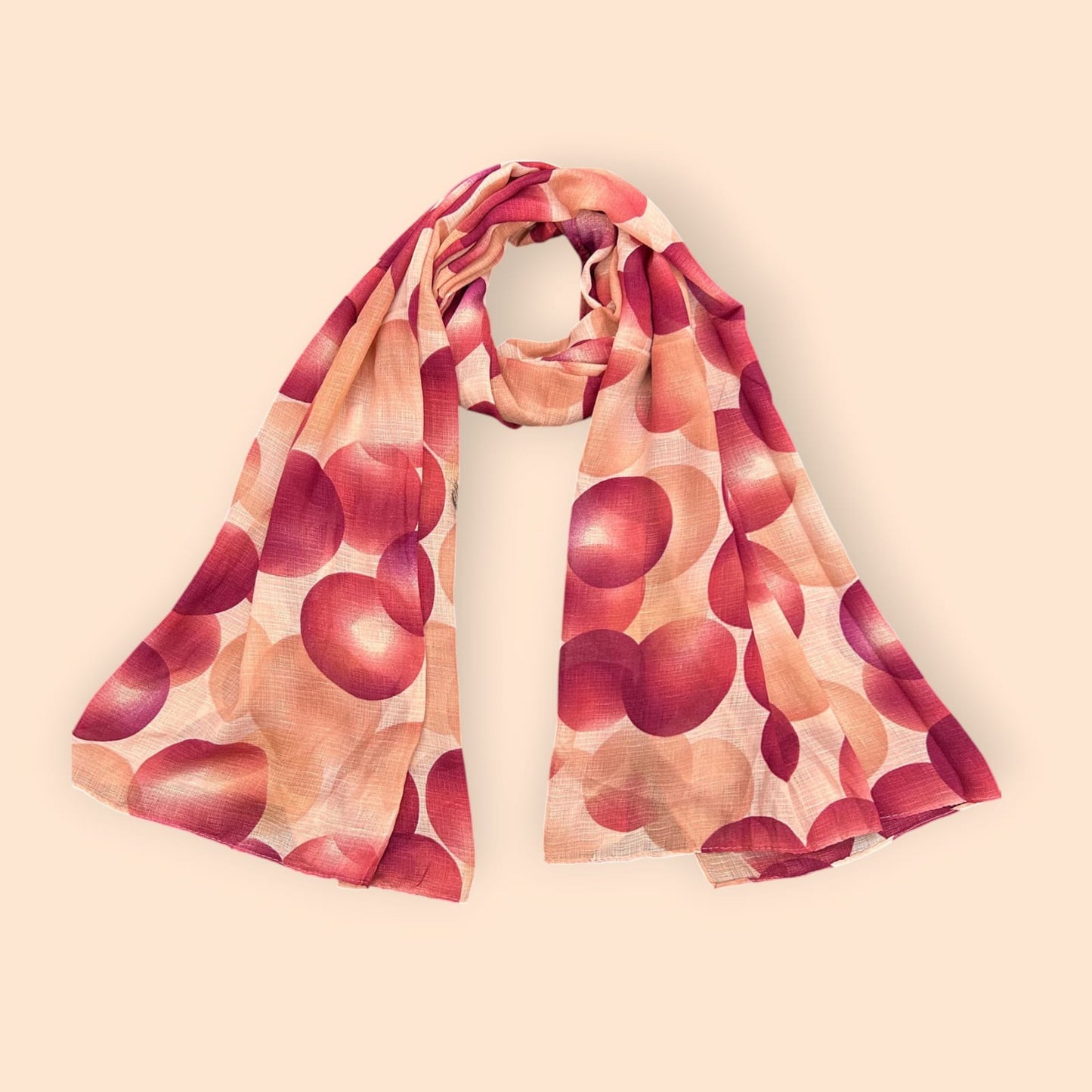 Hot Pink Peach Circles Printed Modal Hijab
