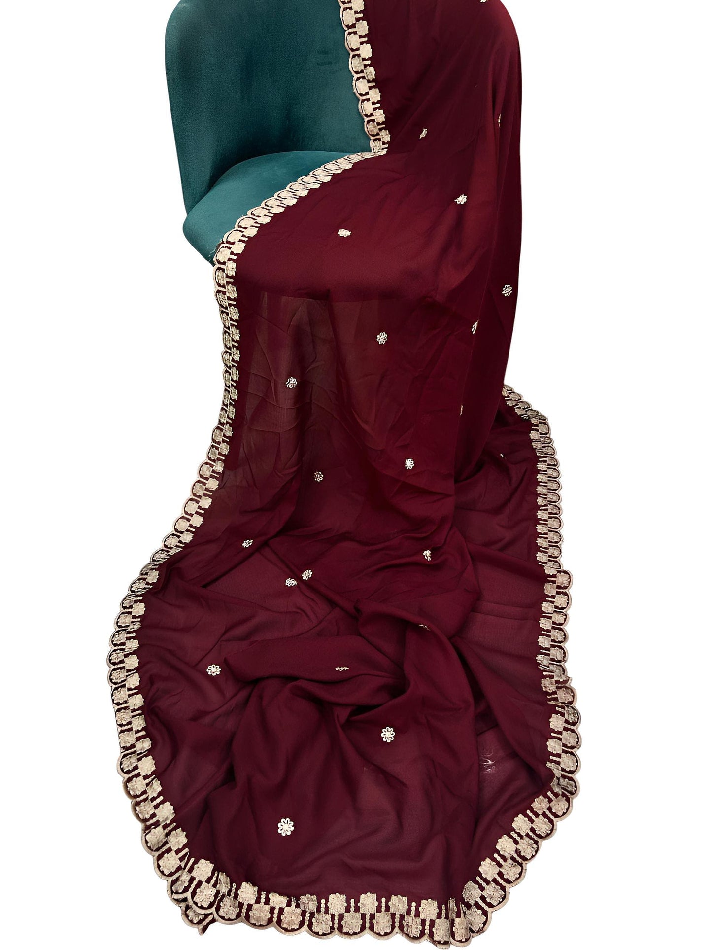 Mahogany Cream Cutwork Shaal