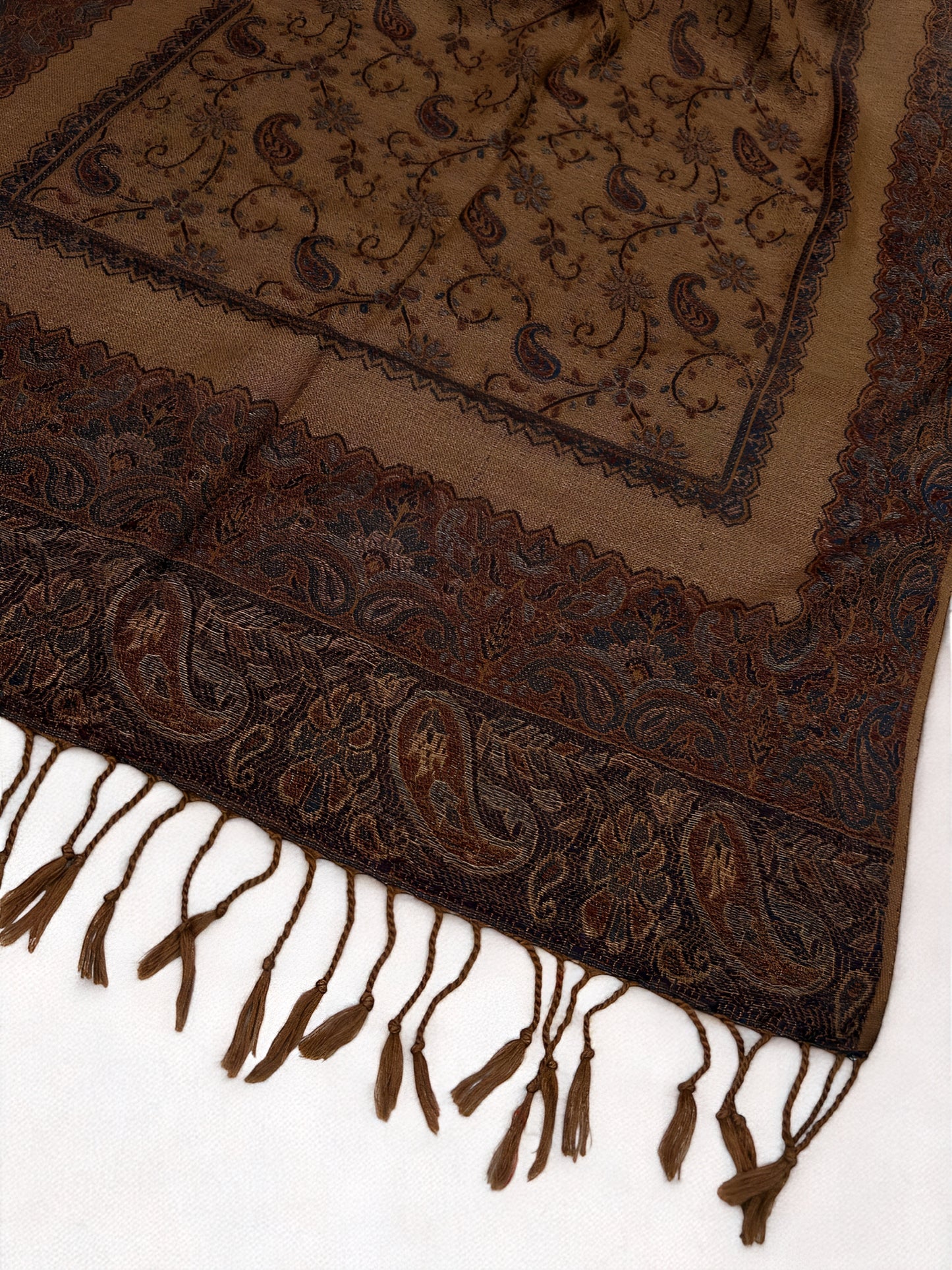 Coffee Purple Mint Little Paisleys Two-Tone Pashmina Hijab