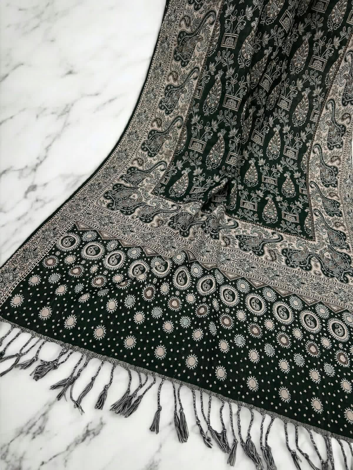 Black Fawn Dotted Dual Tone Pashmina Hijab