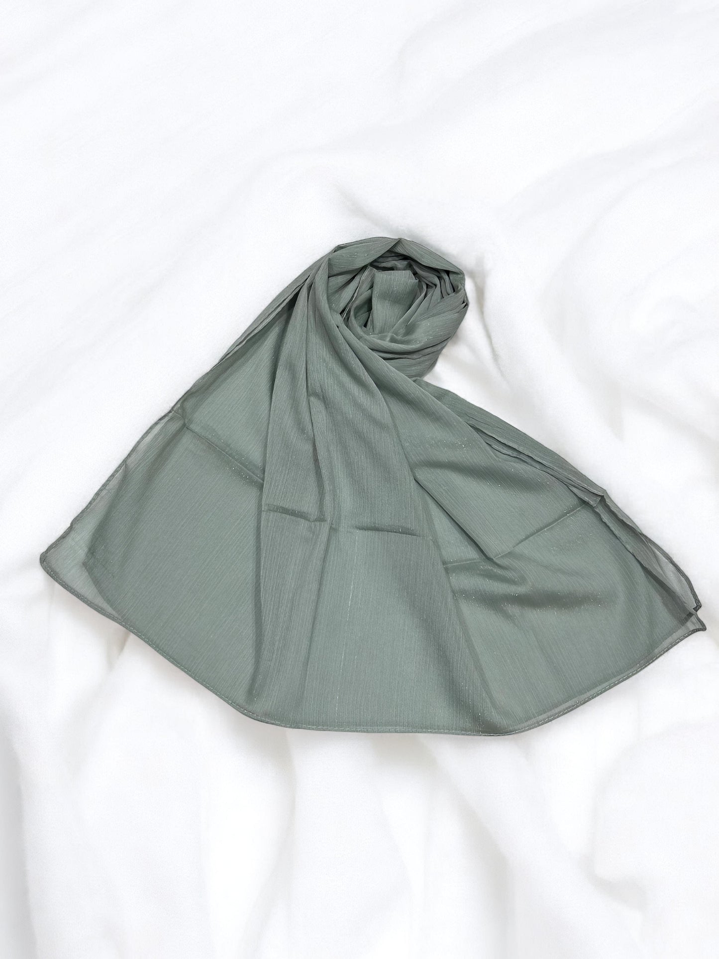 Meadow Mist - Crinkle Shimmer Chiffon Wedding Party Occasion Hijab Scarf