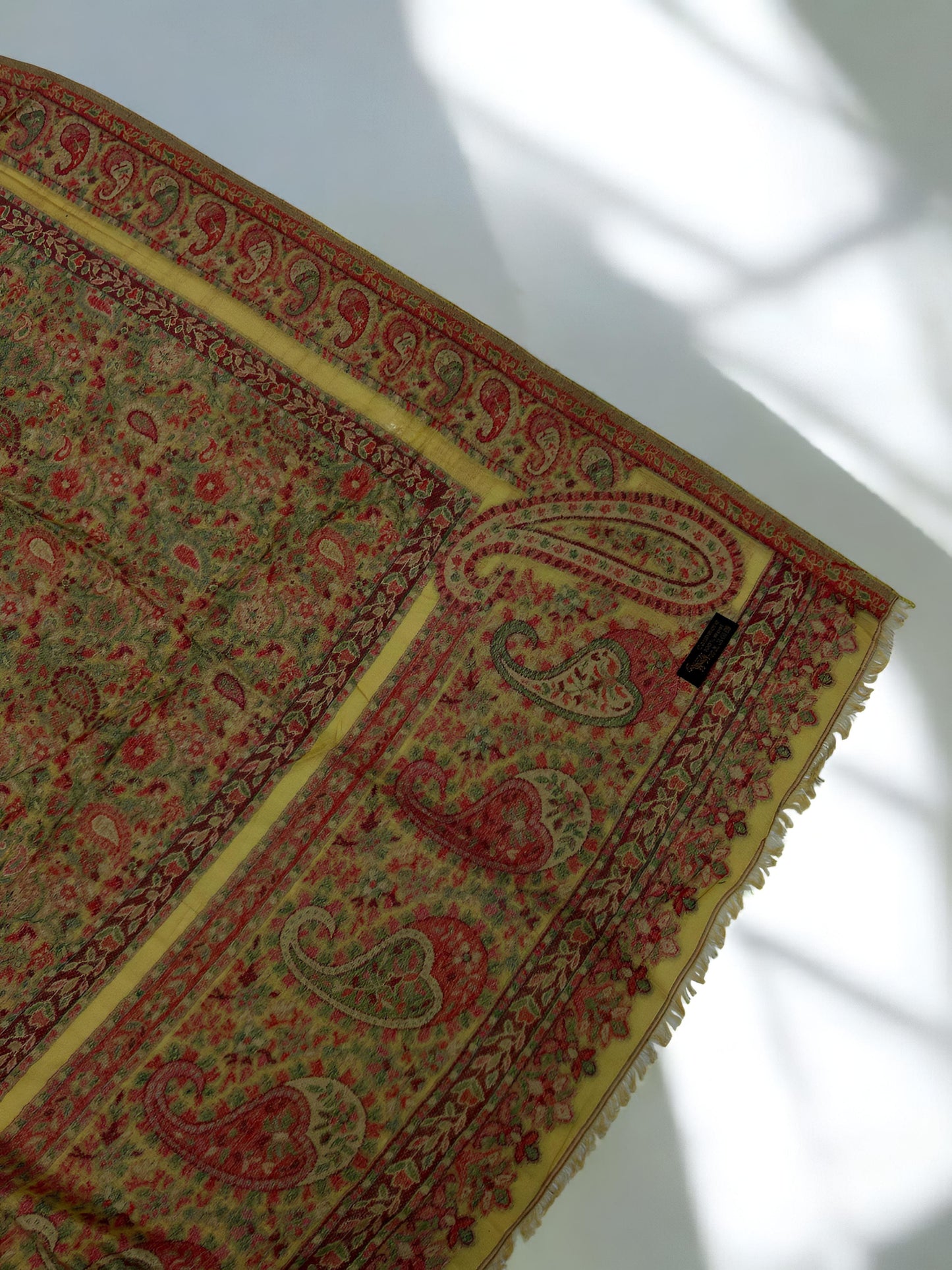 Pashmina Shawl - Yellow Red Paisley