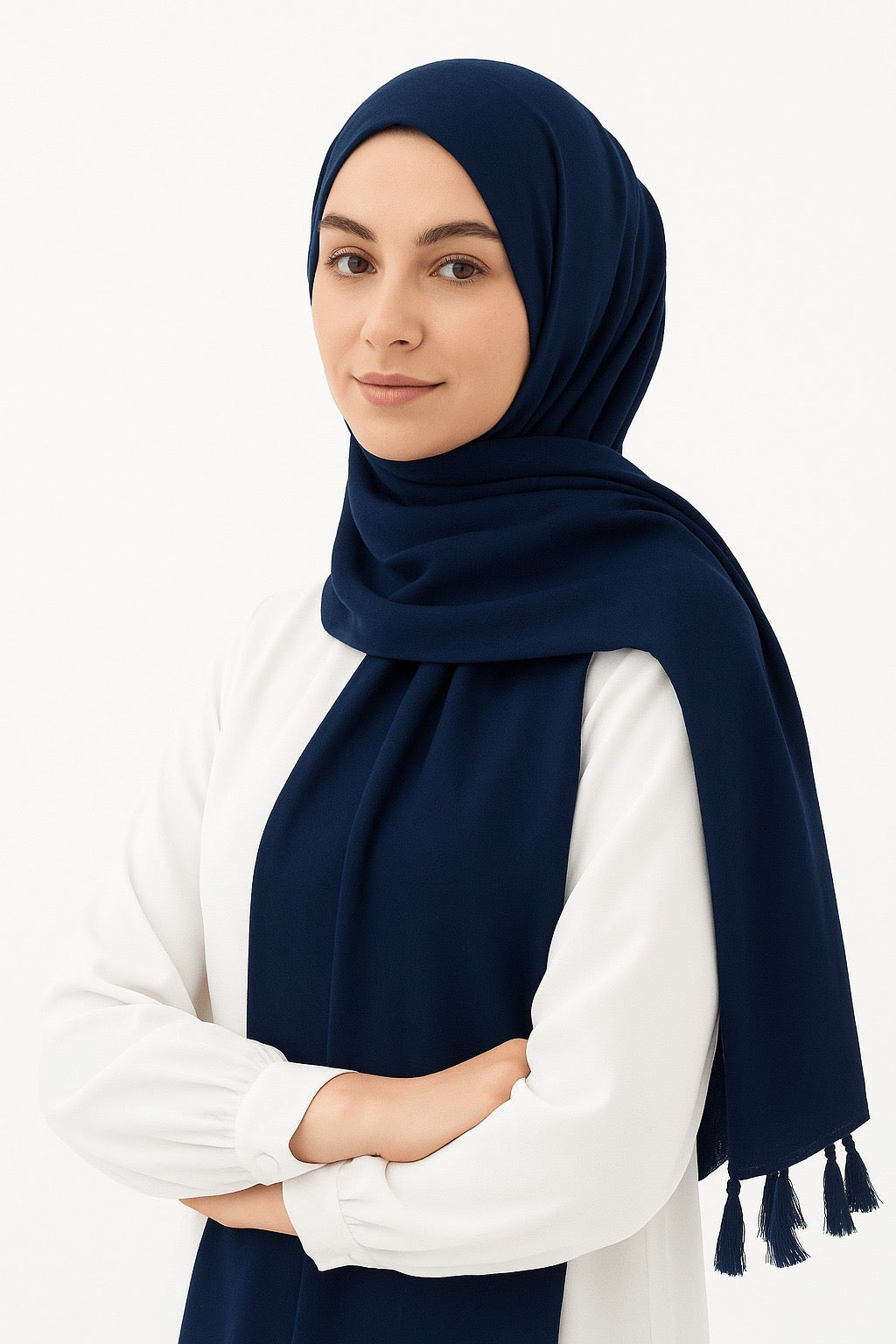 Navy Blue - Lawn Tassel Hijab
