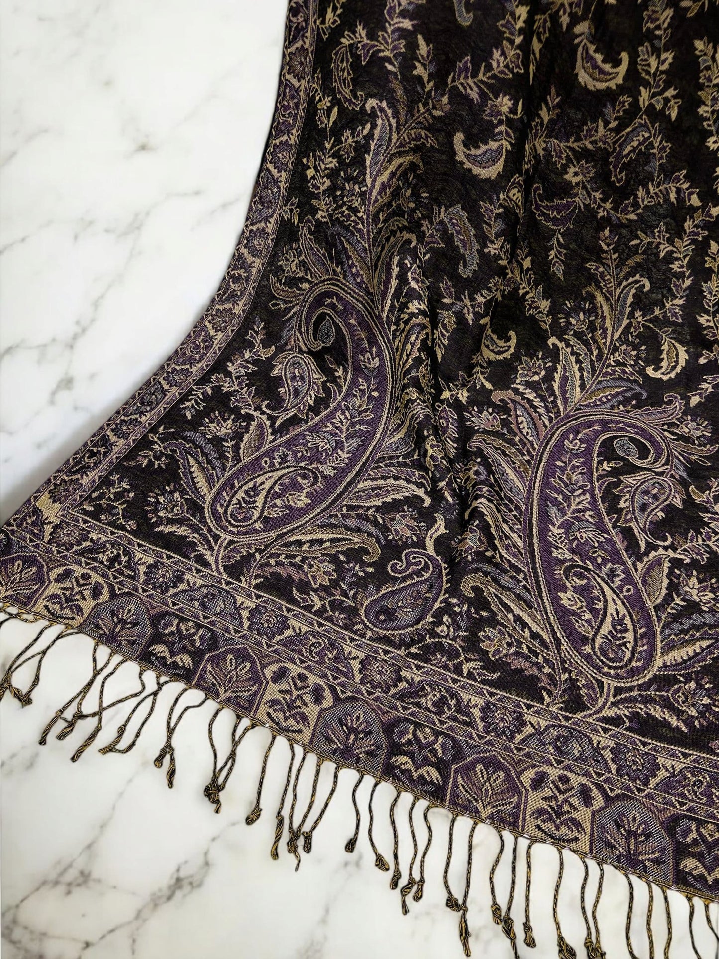 Purple Lilac Curved Paisley Pashmina Hijab