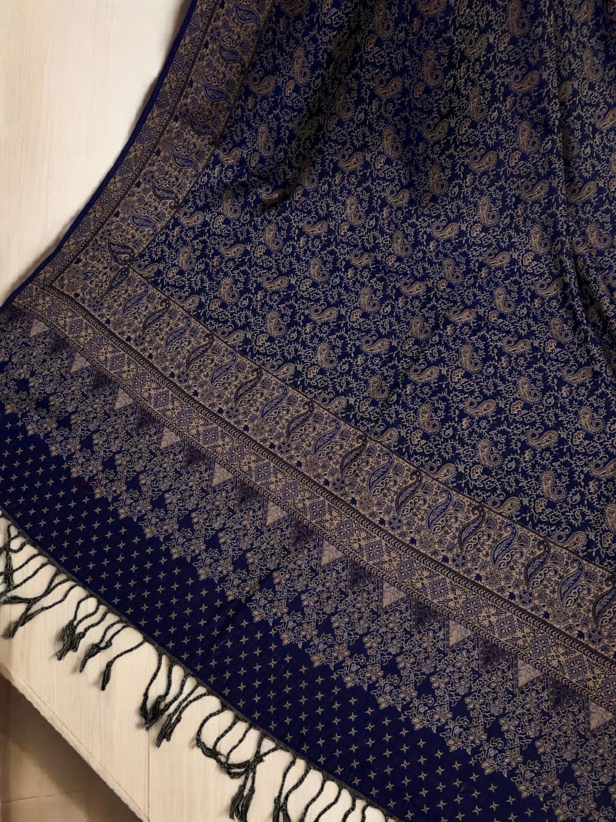 Starry Pashmina Shawl - Indigo Beige