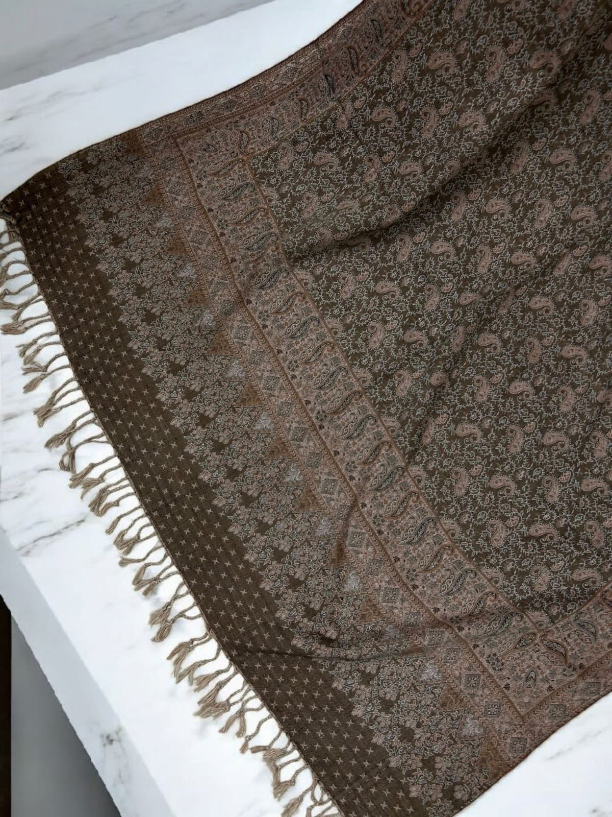 Starry Paisley Pashmina Shawl - Pastel Rose Beige