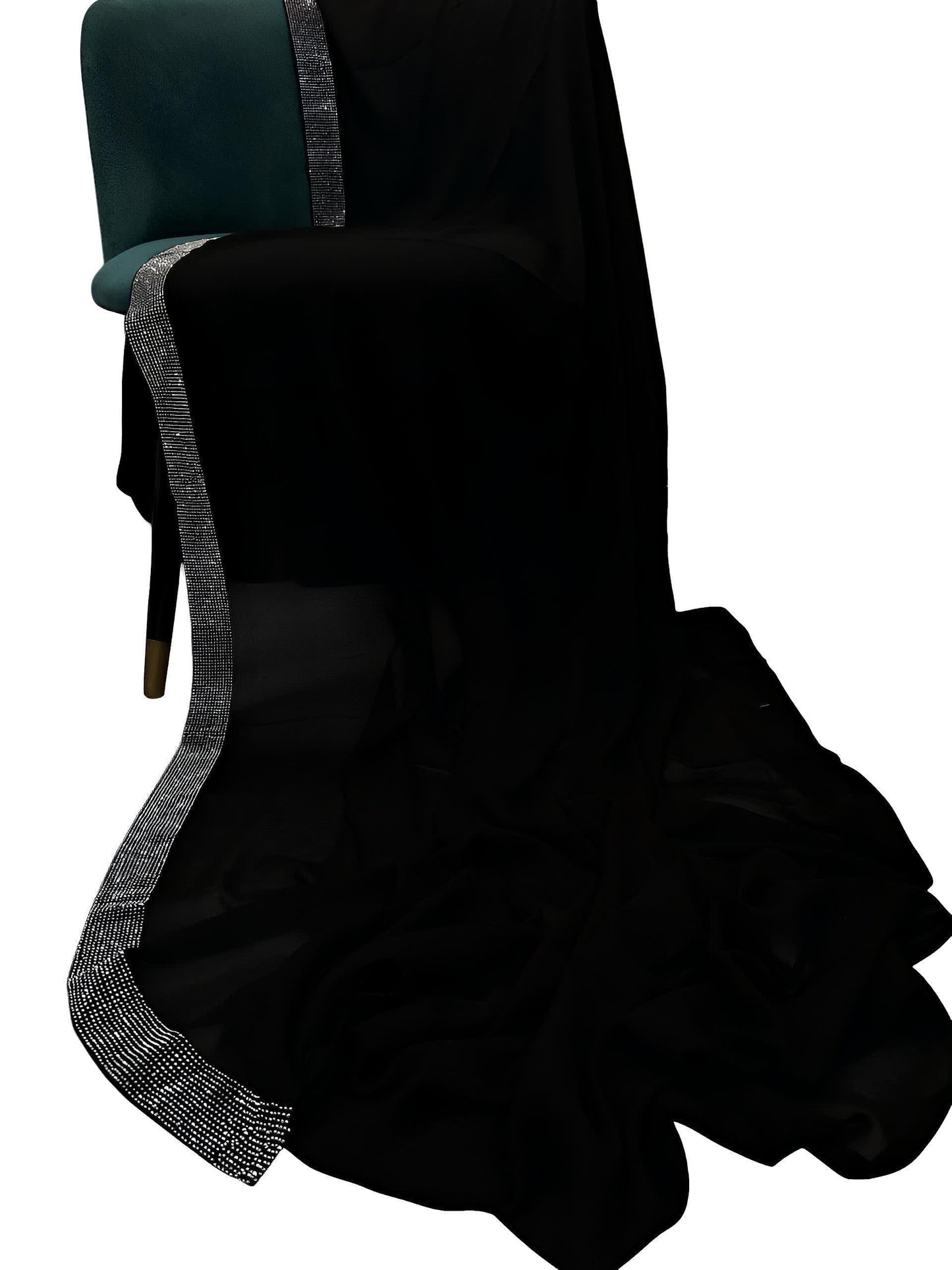 Black Silver Sparkle Border Shaal